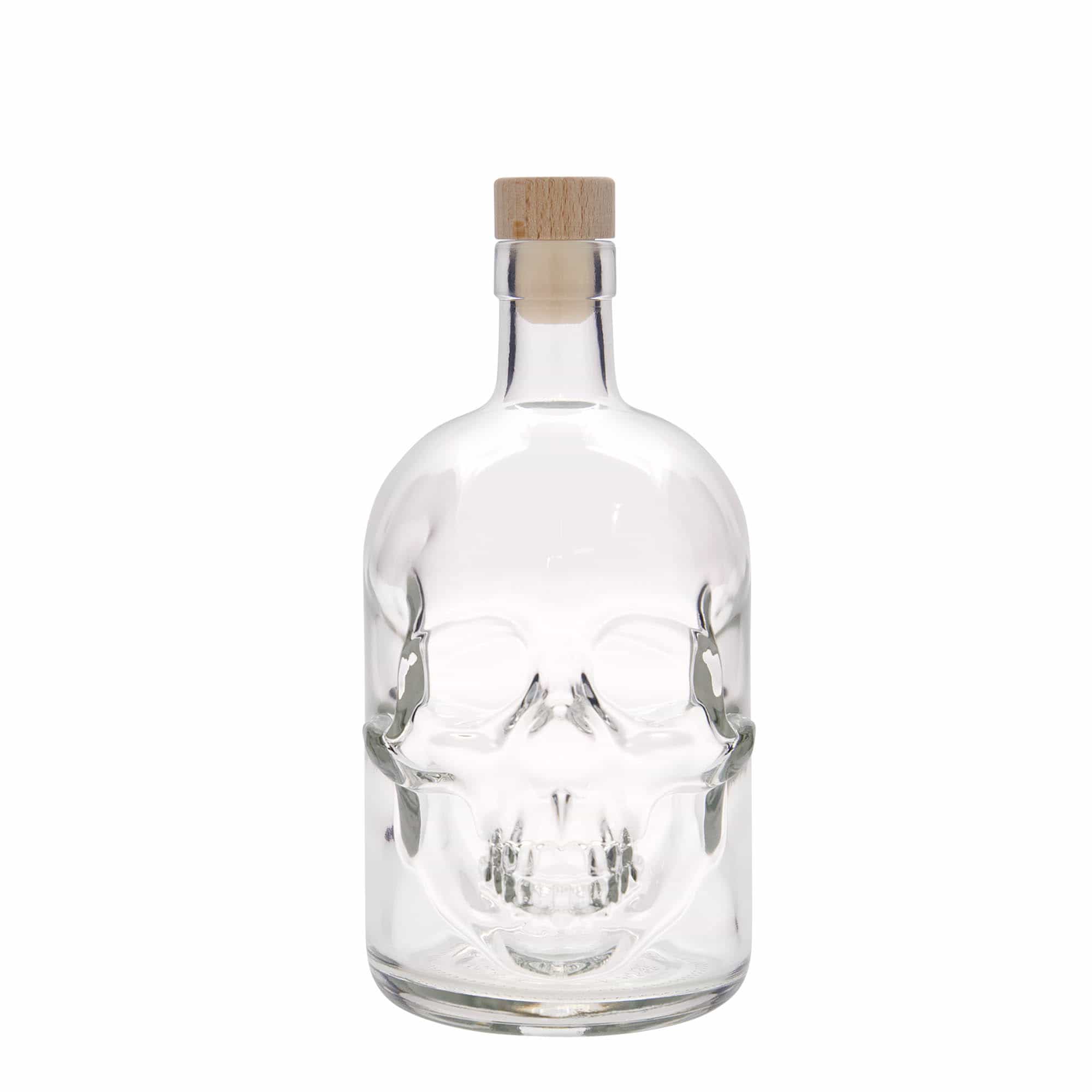 Bouteille en verre de 700 ml « Tête de mort », ouverture : bouchon en liège