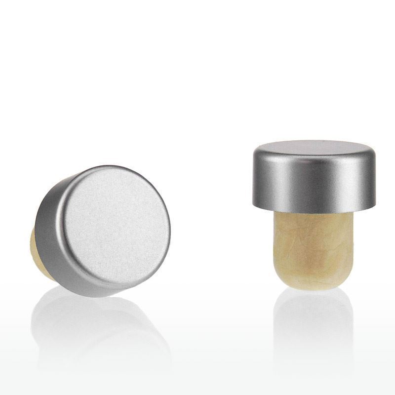 Bouchon à prise 19 mm, plastique, argenté, pour ouverture : liège Bouchon à prise 19 mm, plastique, argenté, pour ouverture : liège