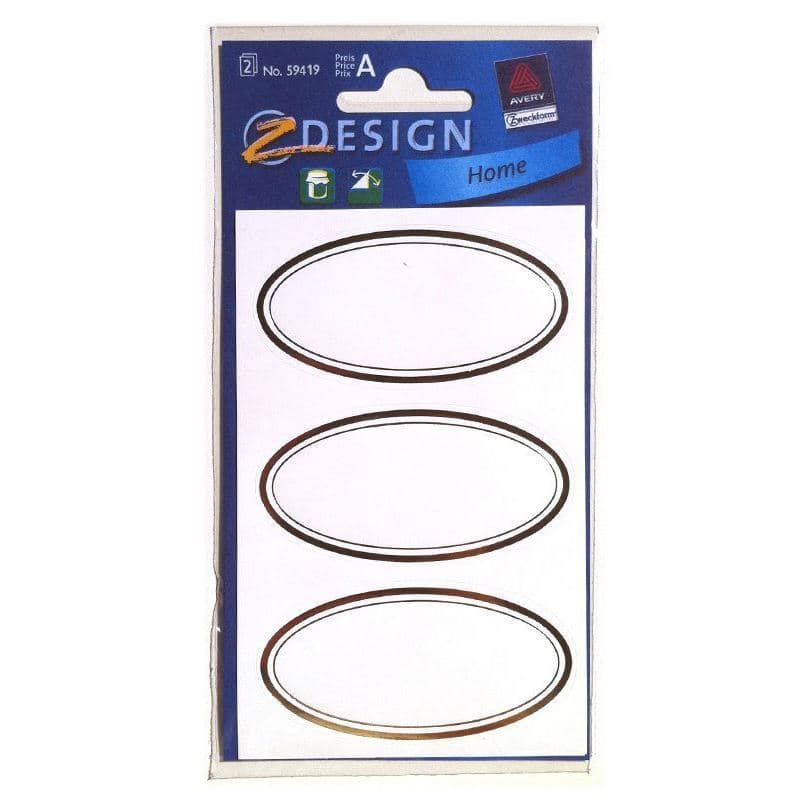 Étiquettes usage spécial 'Cadre doré', ovale, papier, blanc-doré Étiquettes usage spécial 'Cadre doré', ovale, papier, blanc-doré