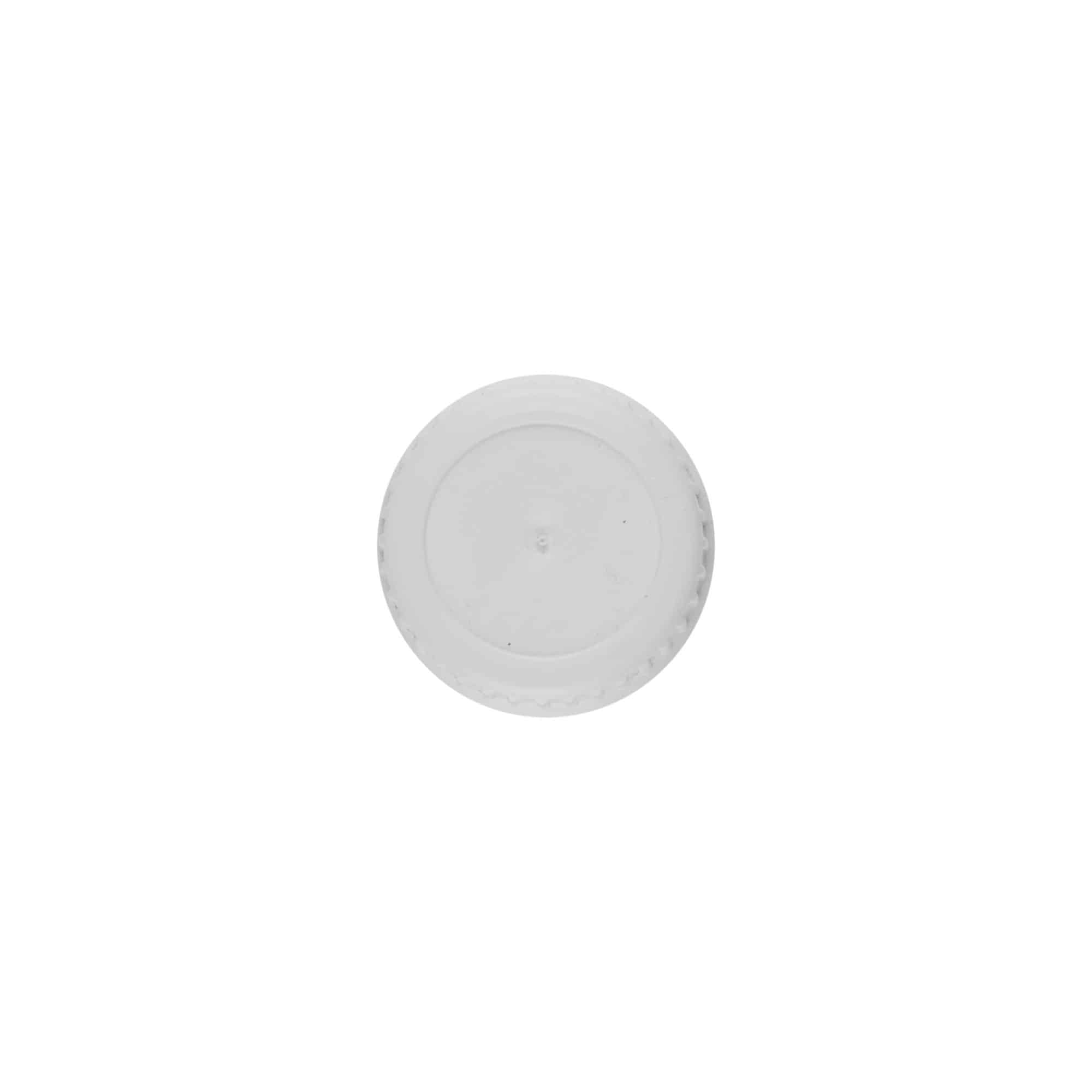 Bouchon à vis avec bague de coulée, plastique PE, blanc, pour ouverture : DIN 22