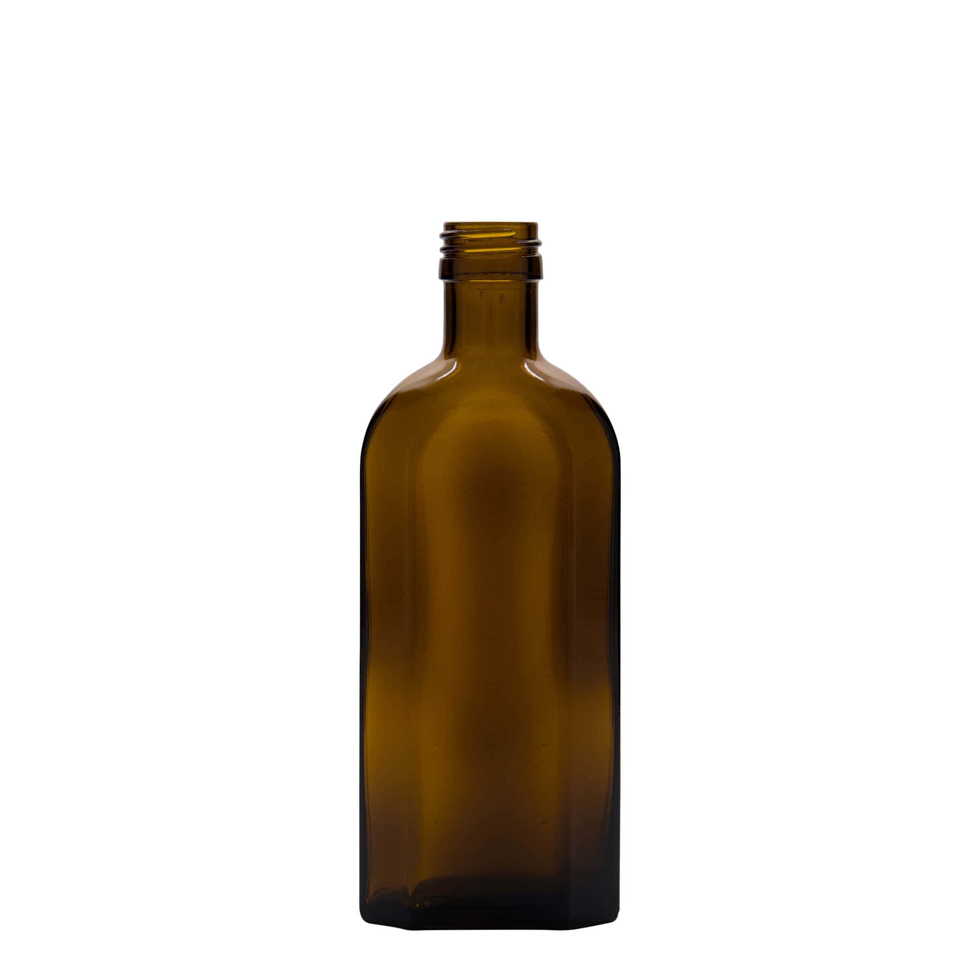 250 ml flacon médical Meplat, ovale, verre, brun, ouverture : PP 28