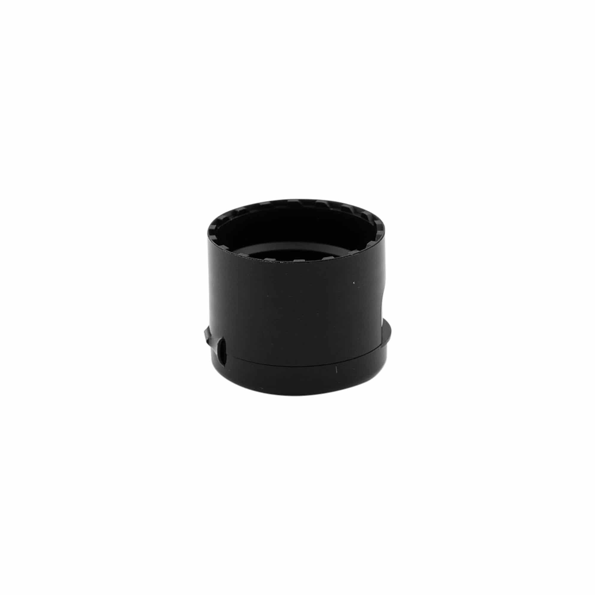 Bouchon à vis charnière rabattable, plastique PP, noir, pour ouverture : 24/410