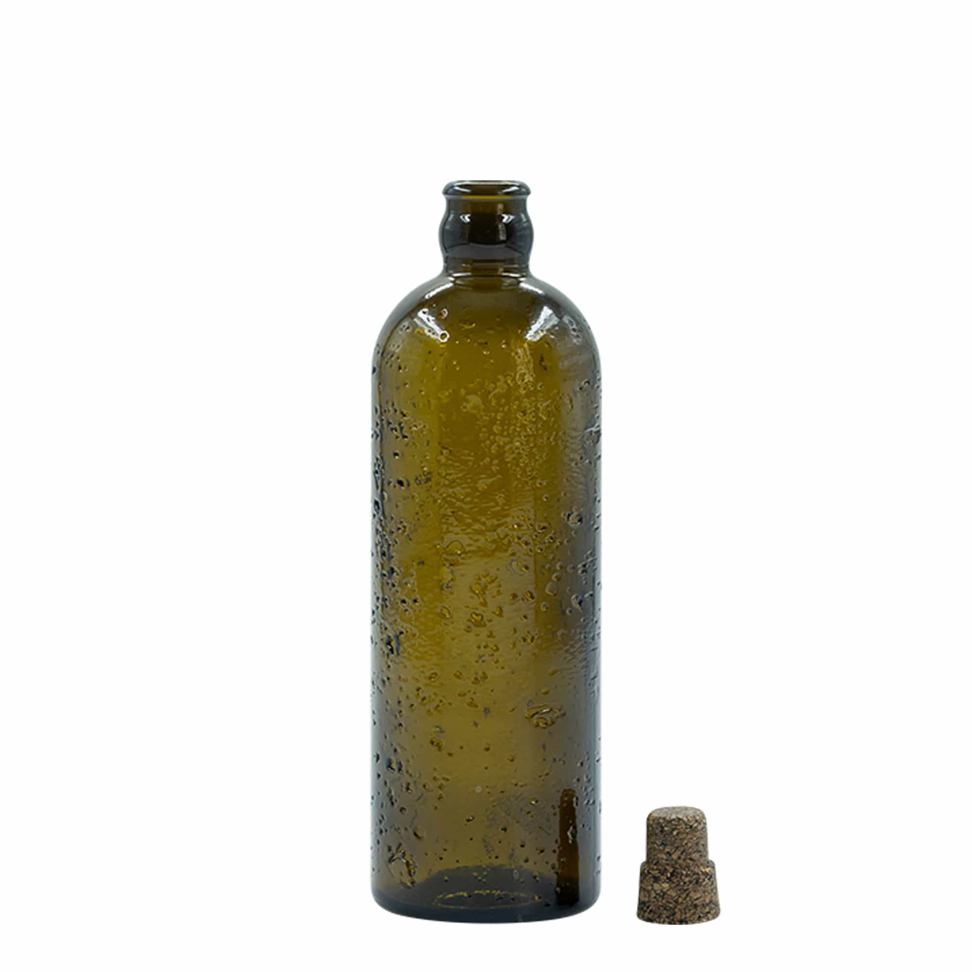 500 ml Bouteille en verre artisanale 'Bobber Jr', brun, ouverture : liège