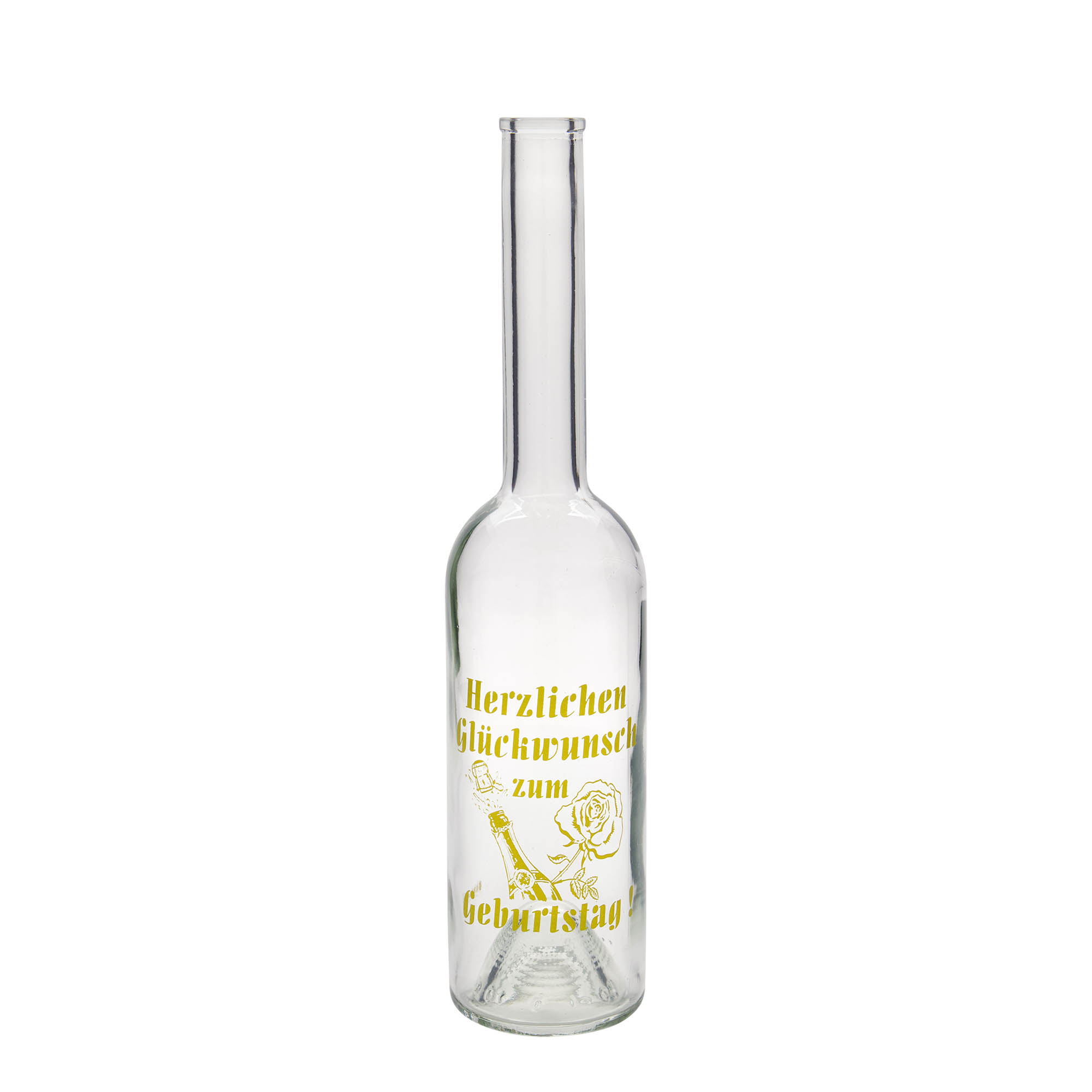 Bouteille en verre 500 ml 'Opera', motif : bouteille d'anniversaire, ouverture : bouchon en liège Bouteille en verre 500 ml 'Opera', motif : bouteille d'anniversaire, ouverture : bouchon en liège