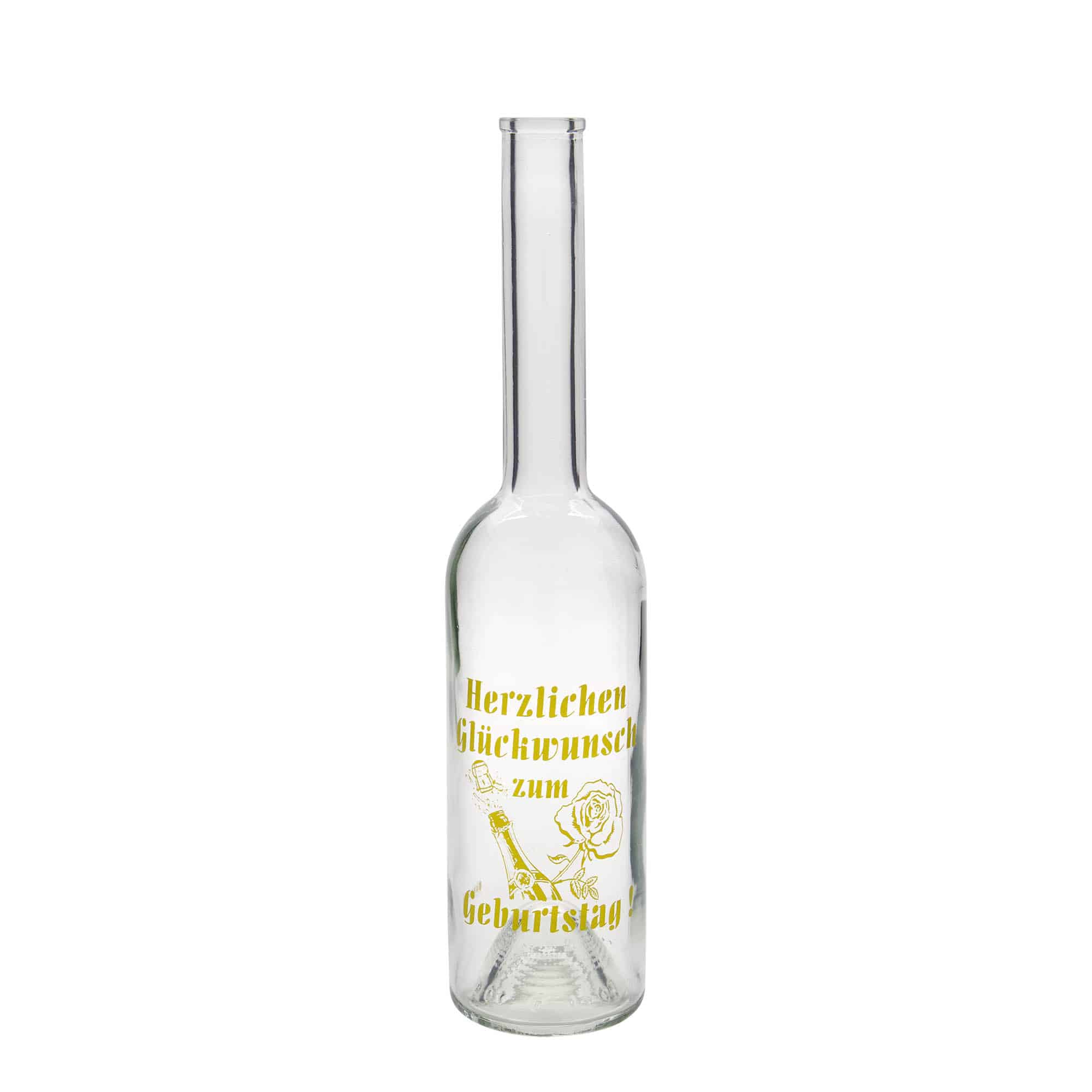 Bouteille en verre 500 ml 'Opera', motif : bouteille d'anniversaire, ouverture : bouchon en liège
