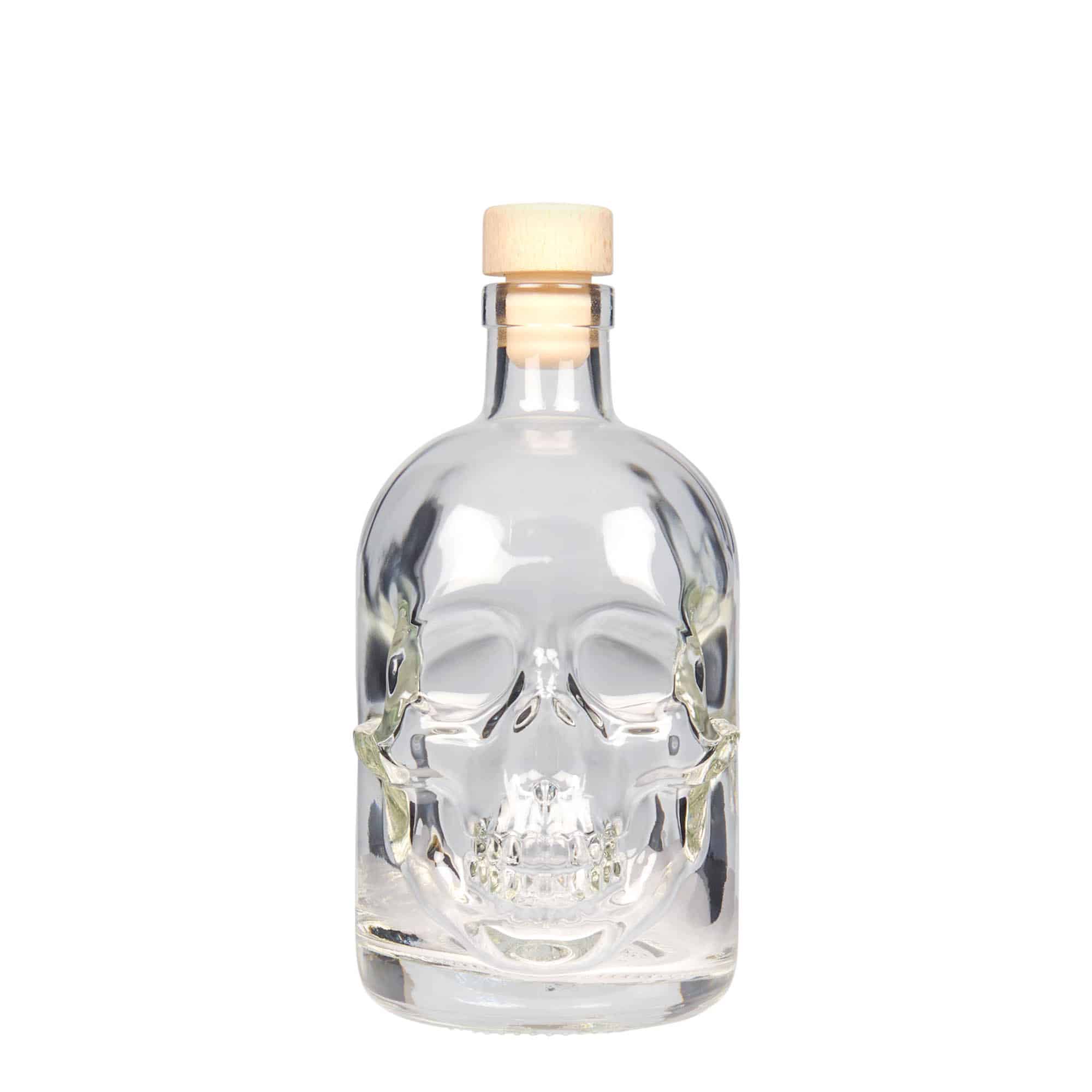 Bouteille en verre de 500 ml « Tête de mort », ouverture : bouchon en liège