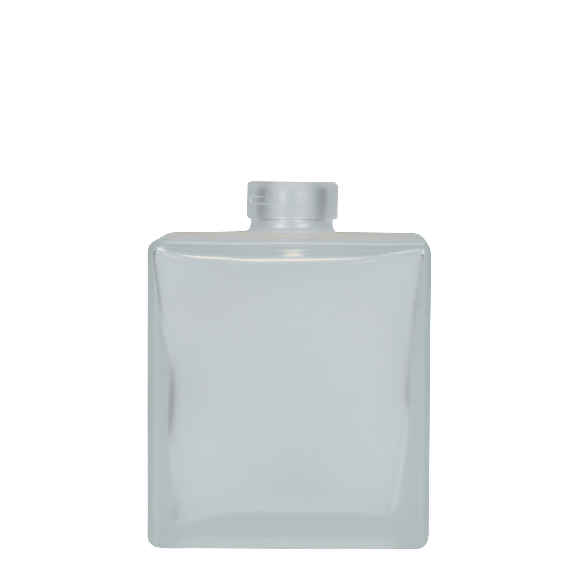 Bouteille en verre 500 ml 'Cube', carrée, givrée, ouverture : bouchon en liège
