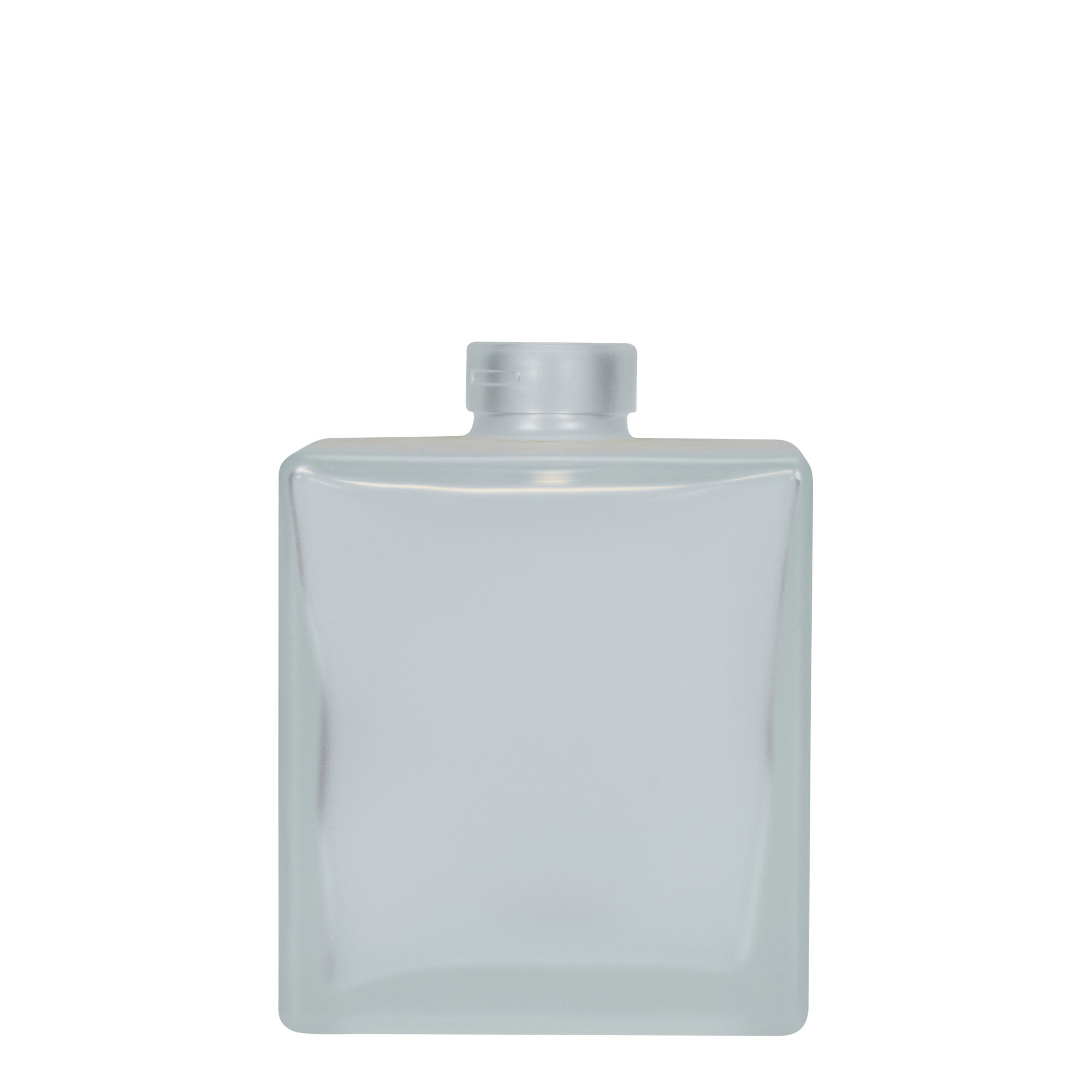 Bouteille en verre 500 ml 'Cube', carrée, givrée, ouverture : bouchon en liège Bouteille en verre 500 ml 'Cube', carrée, givrée, ouverture : bouchon en liège
