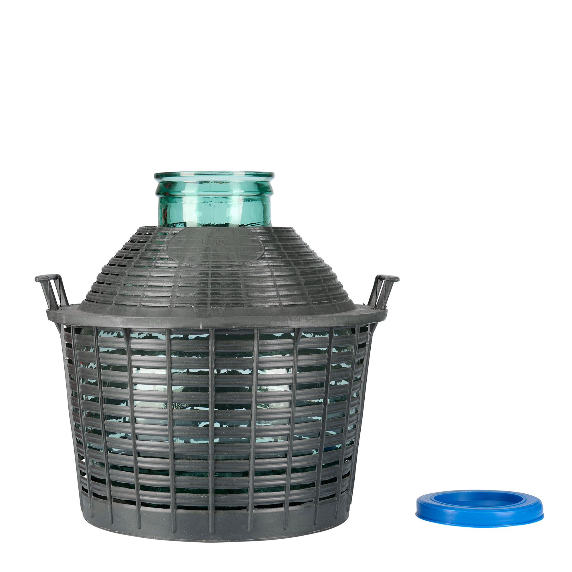 20 l bouteille ballon à col large, verre, ouverture : couvercle à emboîtement