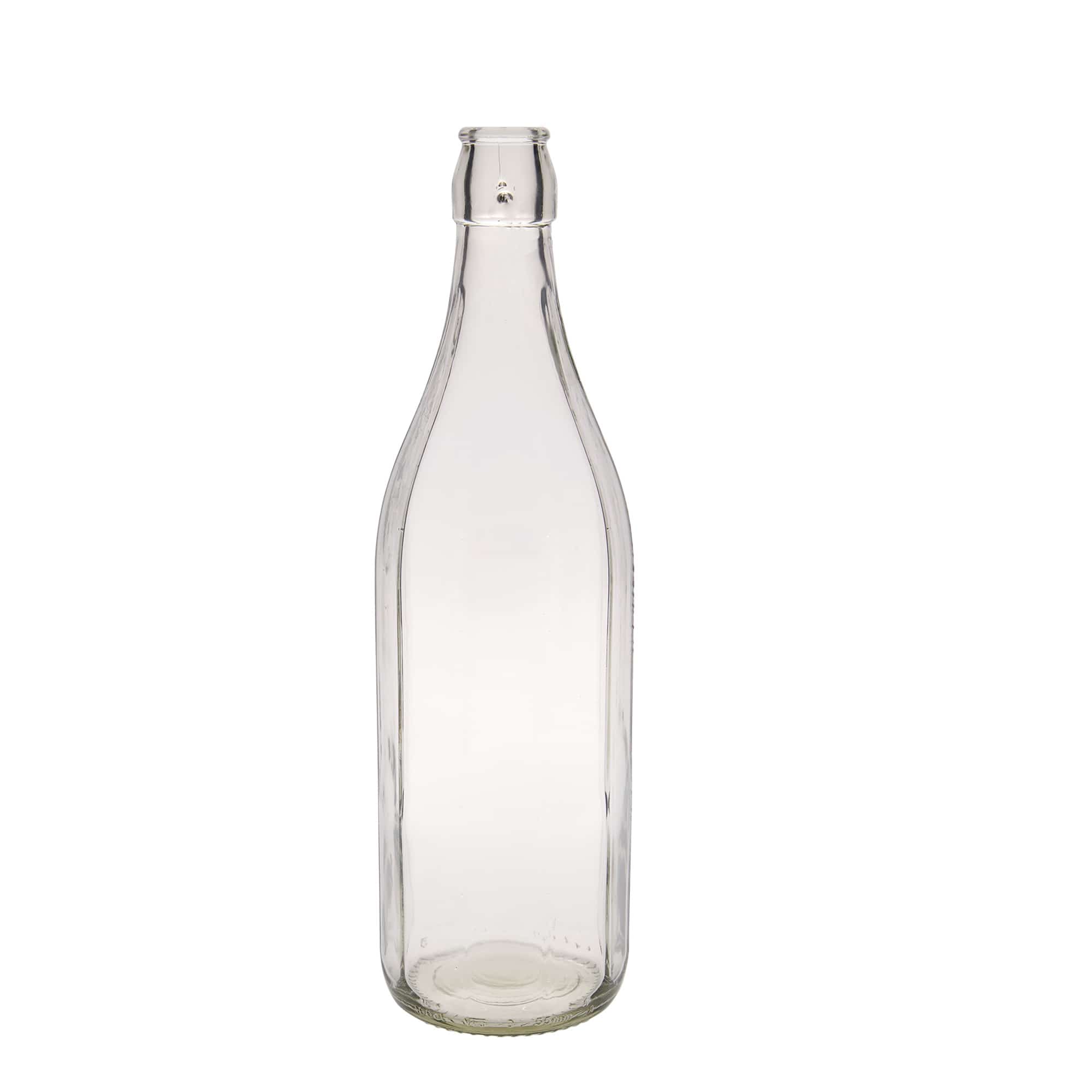 Bouteille en verre 1.000 ml 'Bravo' #, à dix pans, ouverture : fermeture à bascule