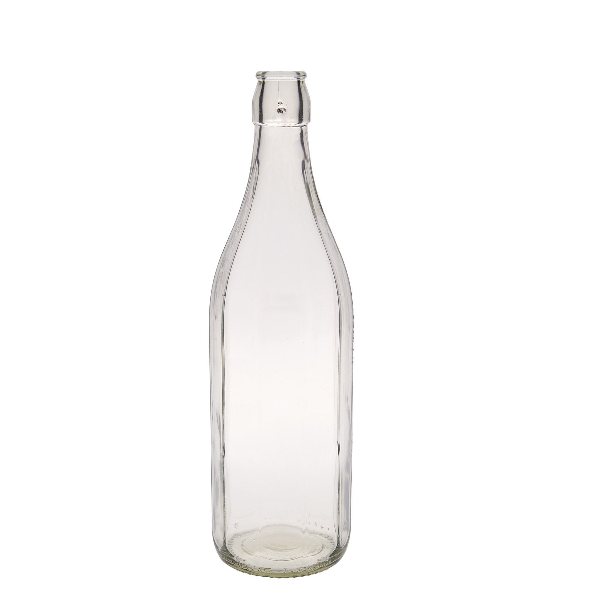 Bouteille en verre 1.000 ml « Bravo », à dix pans, ouverture : fermeture à bascule