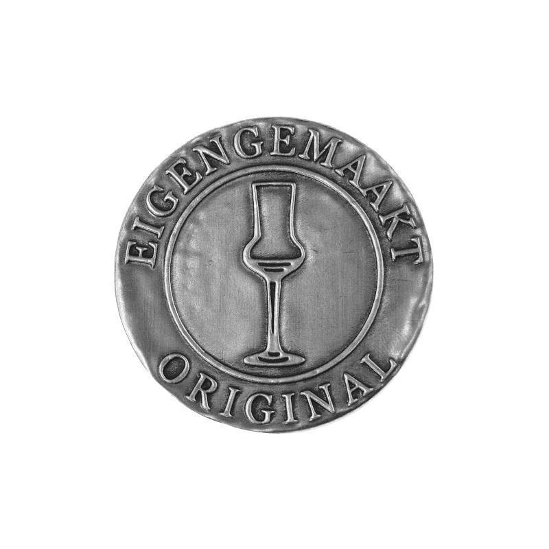 Étiquette en étain 'Fait maison', ronde, métal, argentée Étiquette en étain 'Fait maison', ronde, métal, argentée