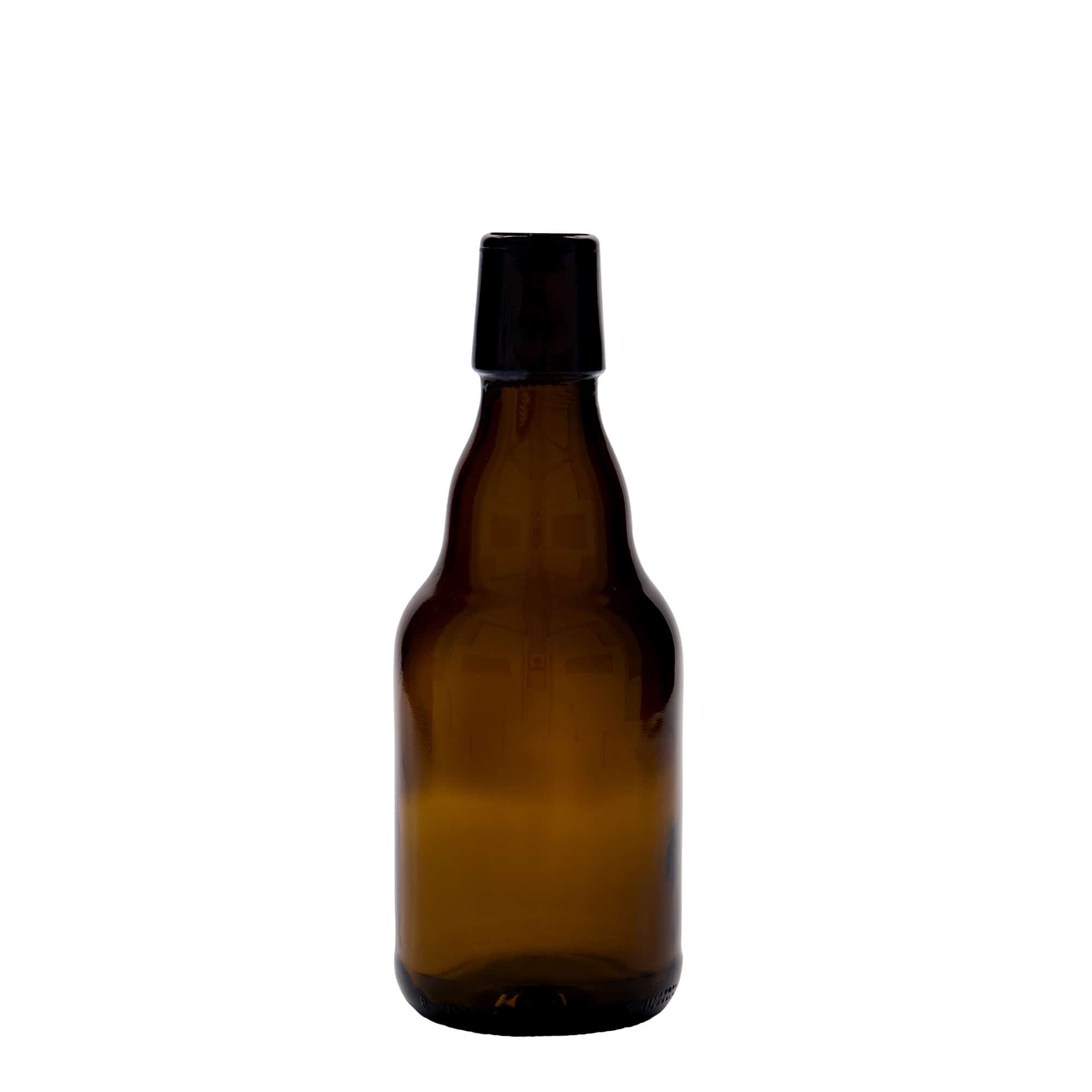 Bouteille de bière 330 ml 'Steinie', verre, brun, bouchage: bouchon mécanique Bouteille de bière 330 ml 'Steinie', verre, brun, bouchage: bouchon mécanique