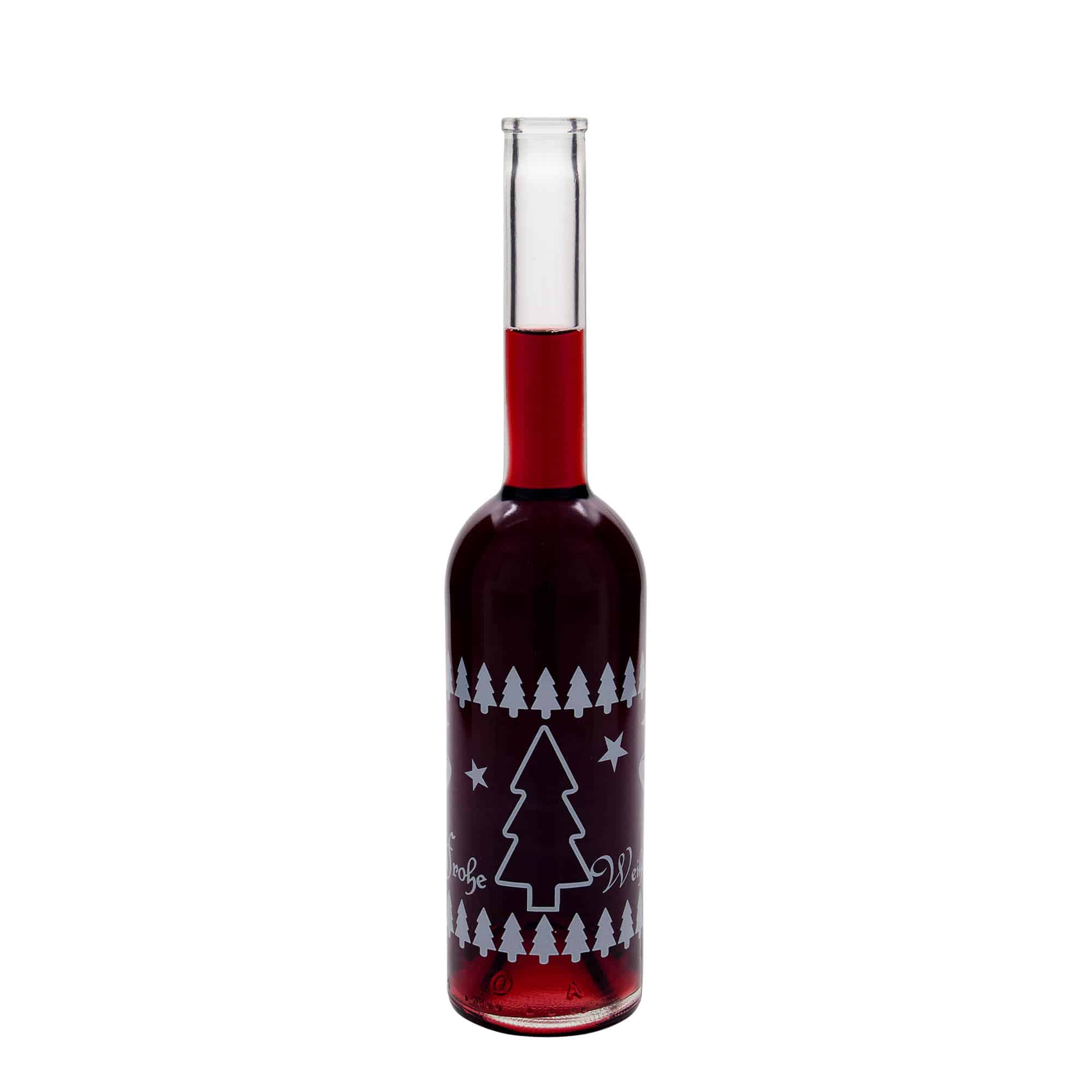 Bouteille en verre 500 ml 'Opera', motif : Noël classique, ouverture : bouchon en liège