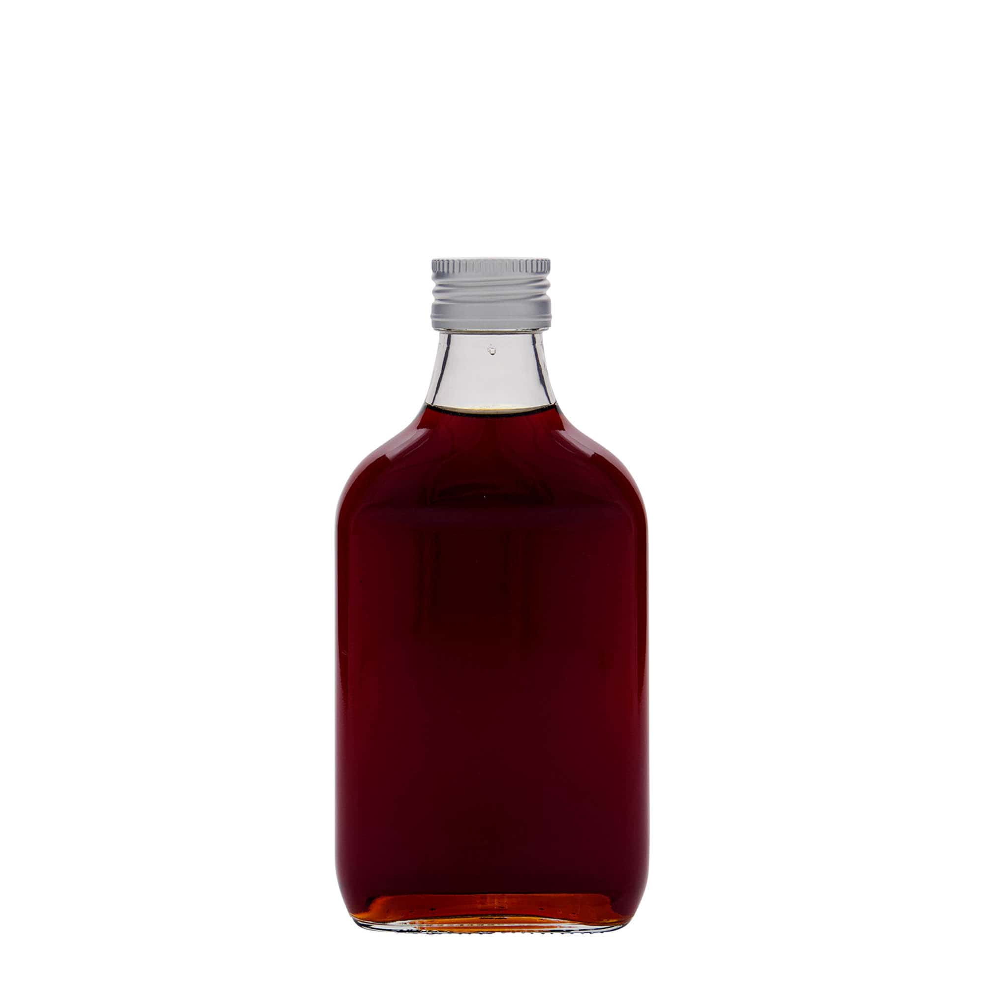 Flacon de poche 200 ml, rectangulaire, verre, ouverture : PP 28
