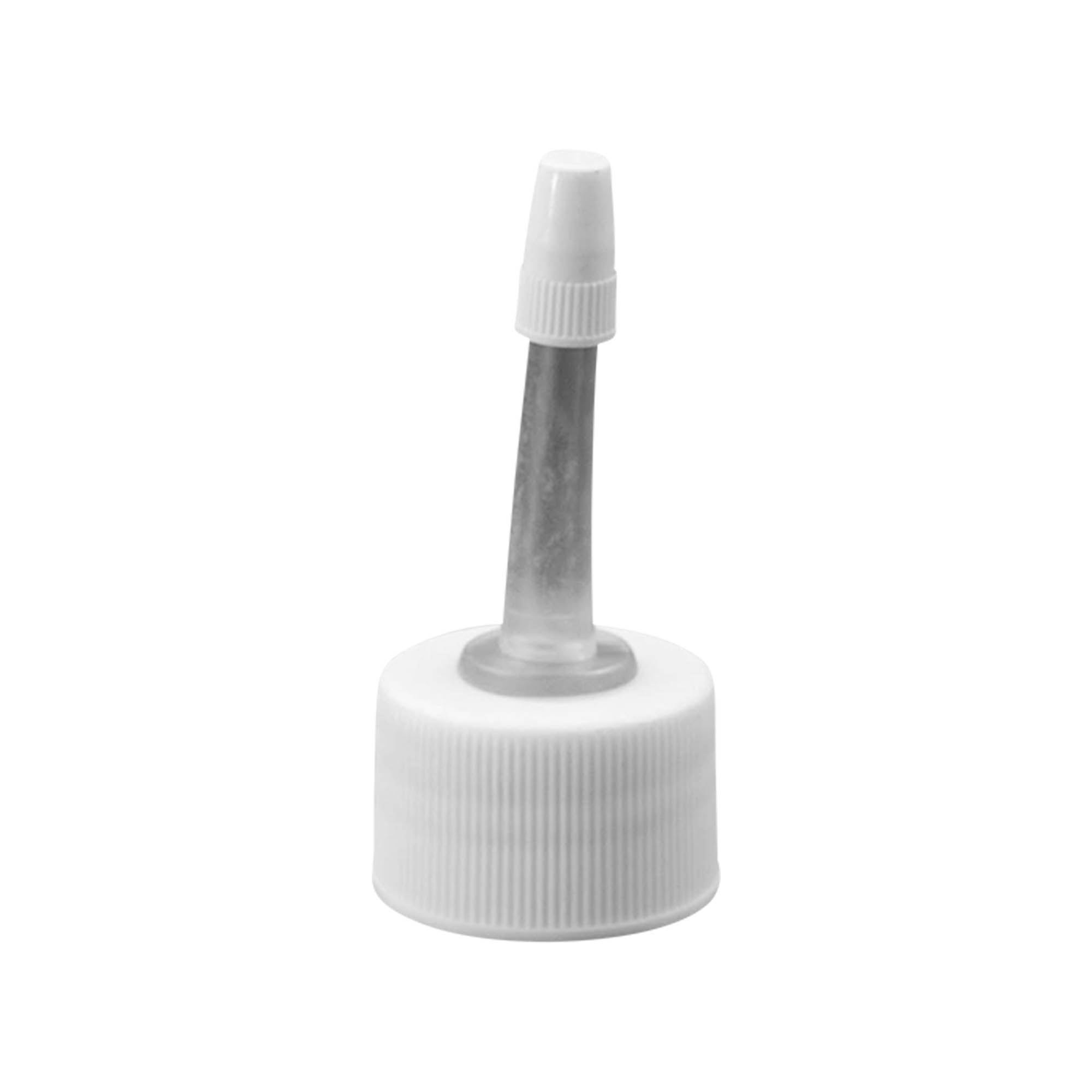 Bouchon à vis avec applicateur, plastique PP, blanc, pour embout : 24/410
