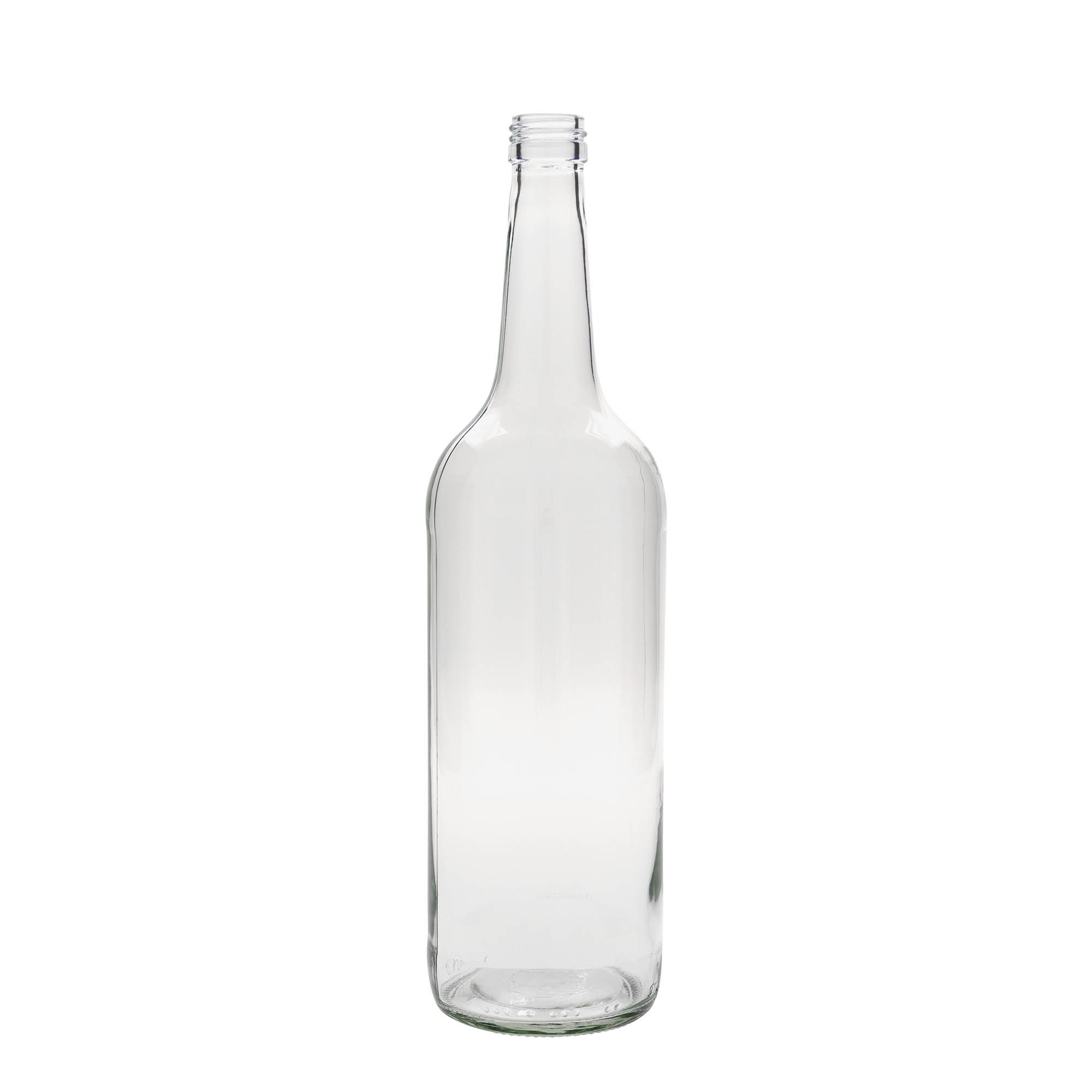 Bouteille en verre 1 000 ml, col droit, ouverture : PP 28 Bouteille en verre 1 000 ml, col droit, ouverture : PP 28