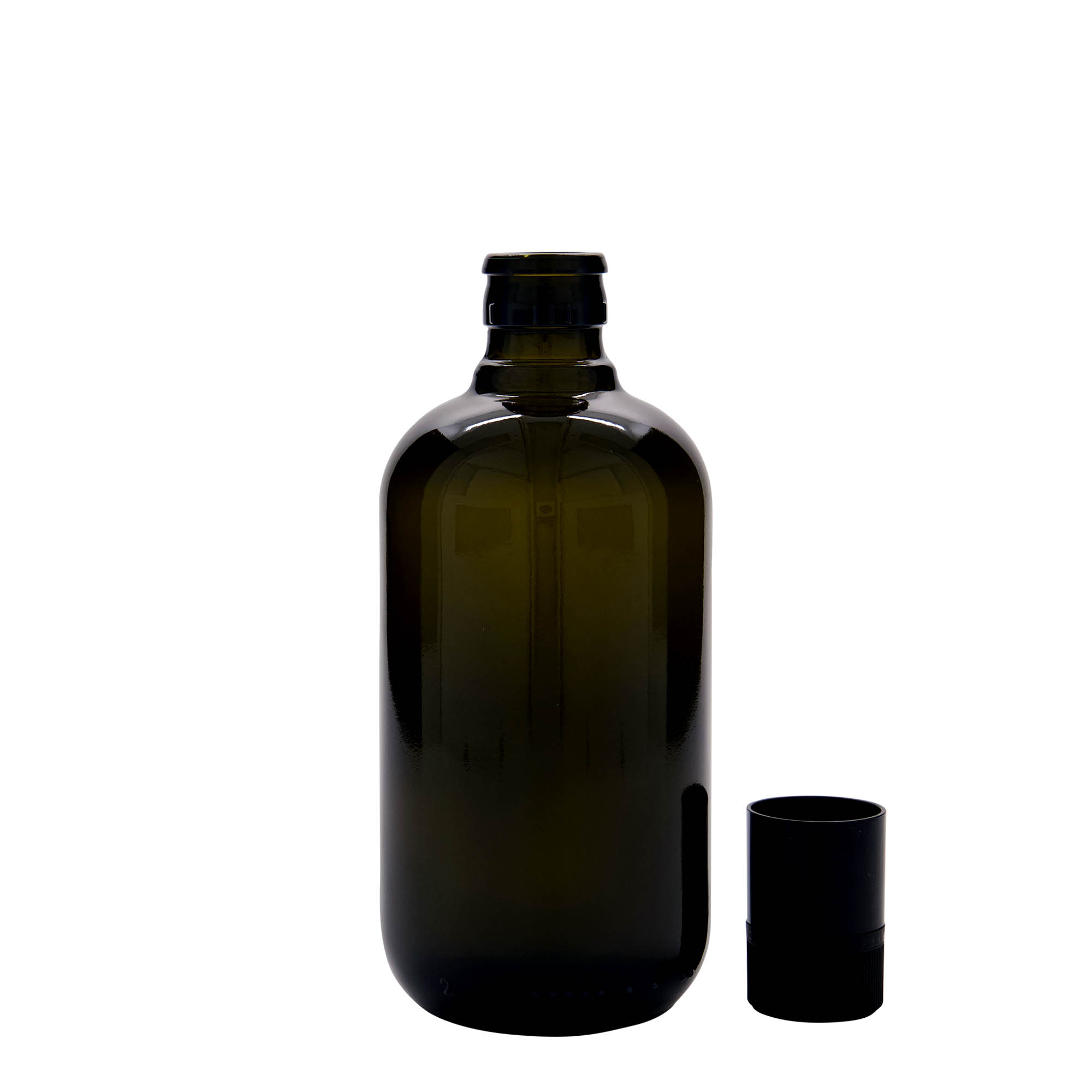 Bouteille de vinaigre/huile 500 ml 'Biolio', verre vert antique, embouchure : DOP