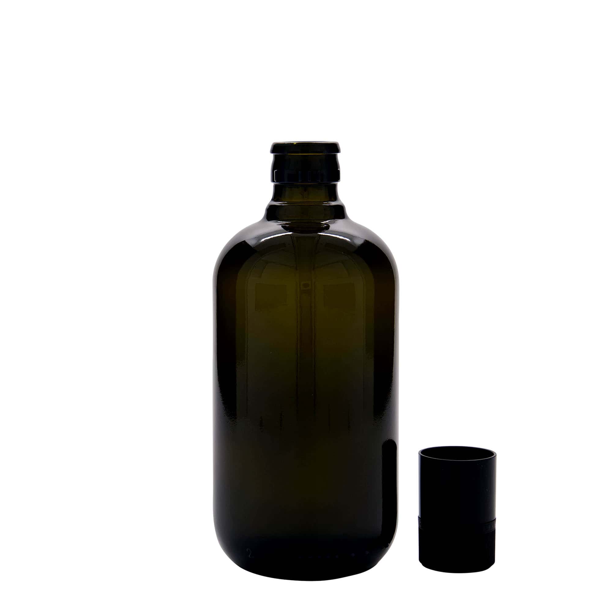 Bouteille de vinaigre/huile 500 ml 'Biolio', verre vert antique, embouchure : DOP