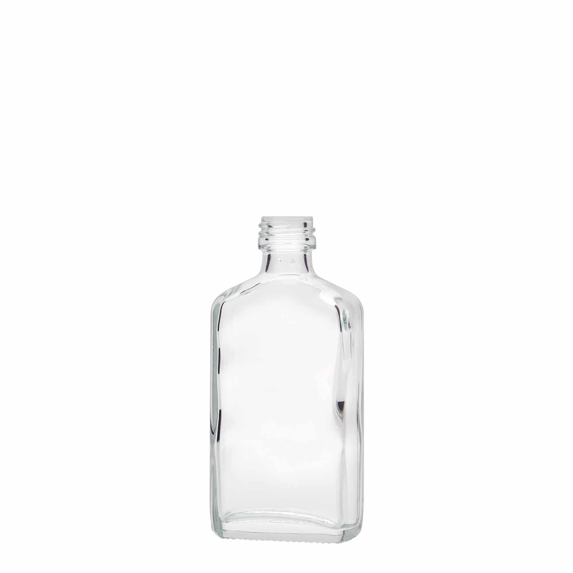 Flacon de poche 50 ml, rectangulaire, verre, embouchure : PP 18 Flacon de poche 50 ml, rectangulaire, verre, embouchure : PP 18