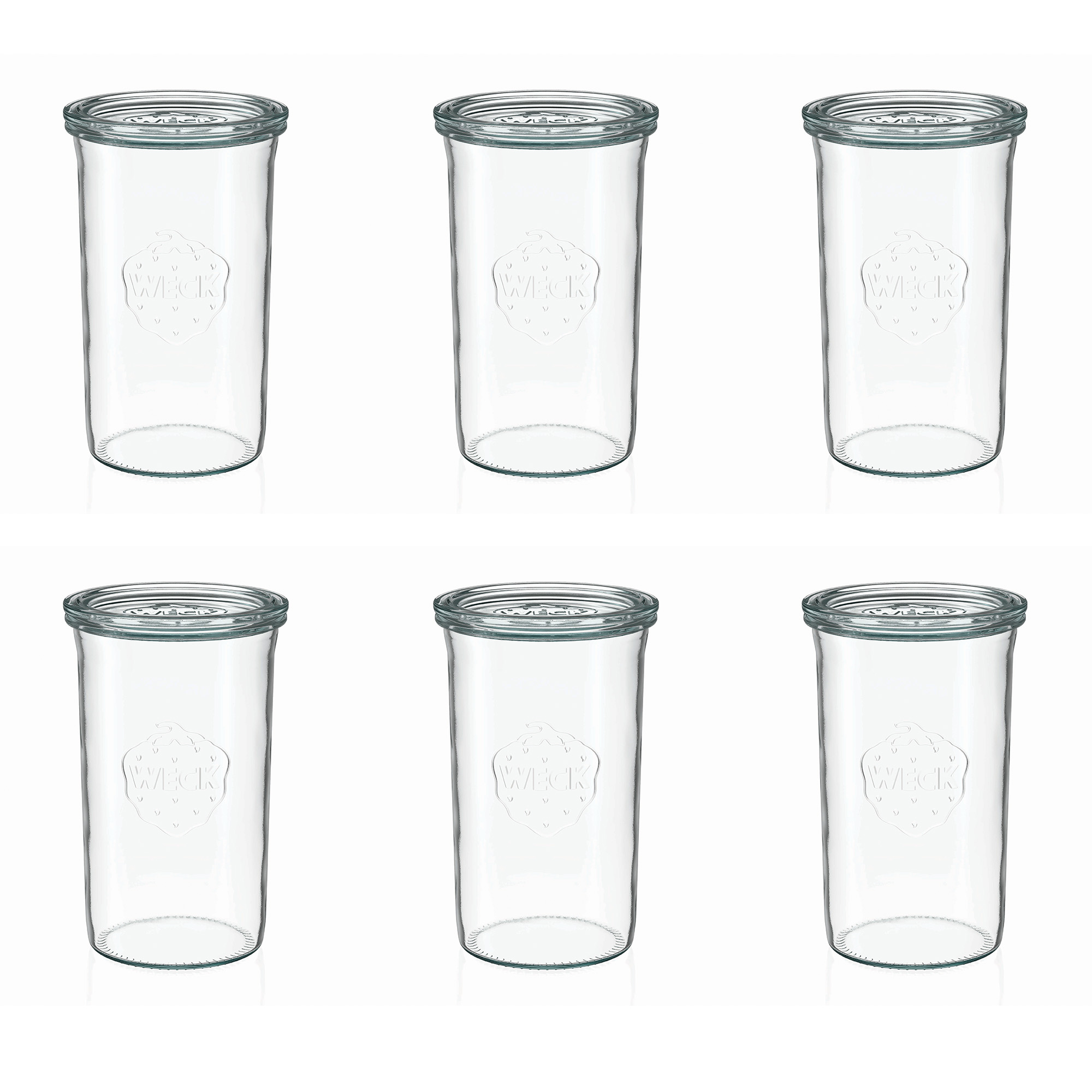 6x 1000 ml bocal WECK à renversement avec couvercle en verre RR 100