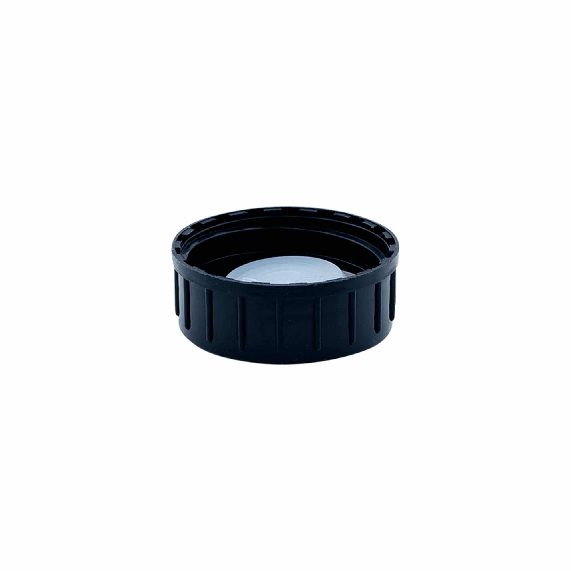 Bouchon à vis, plastique PP, noir, pour ouverture : DIN 32