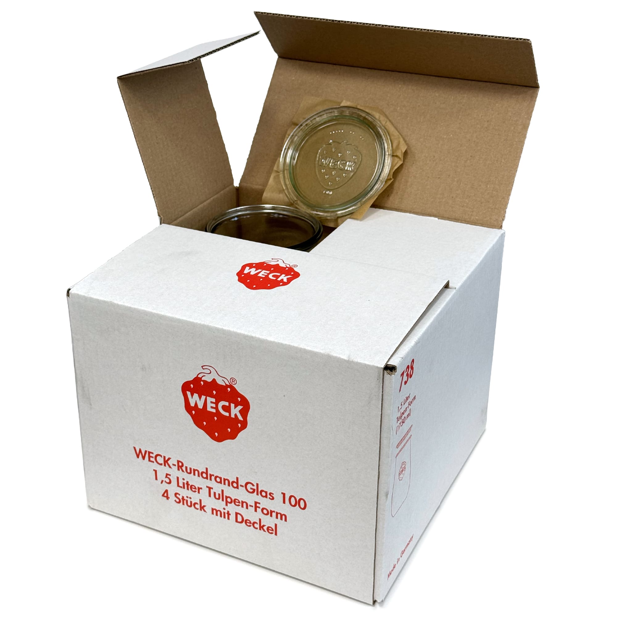 4x 1750 ml WECK verre tulipe avec couvercle en verre RR 100