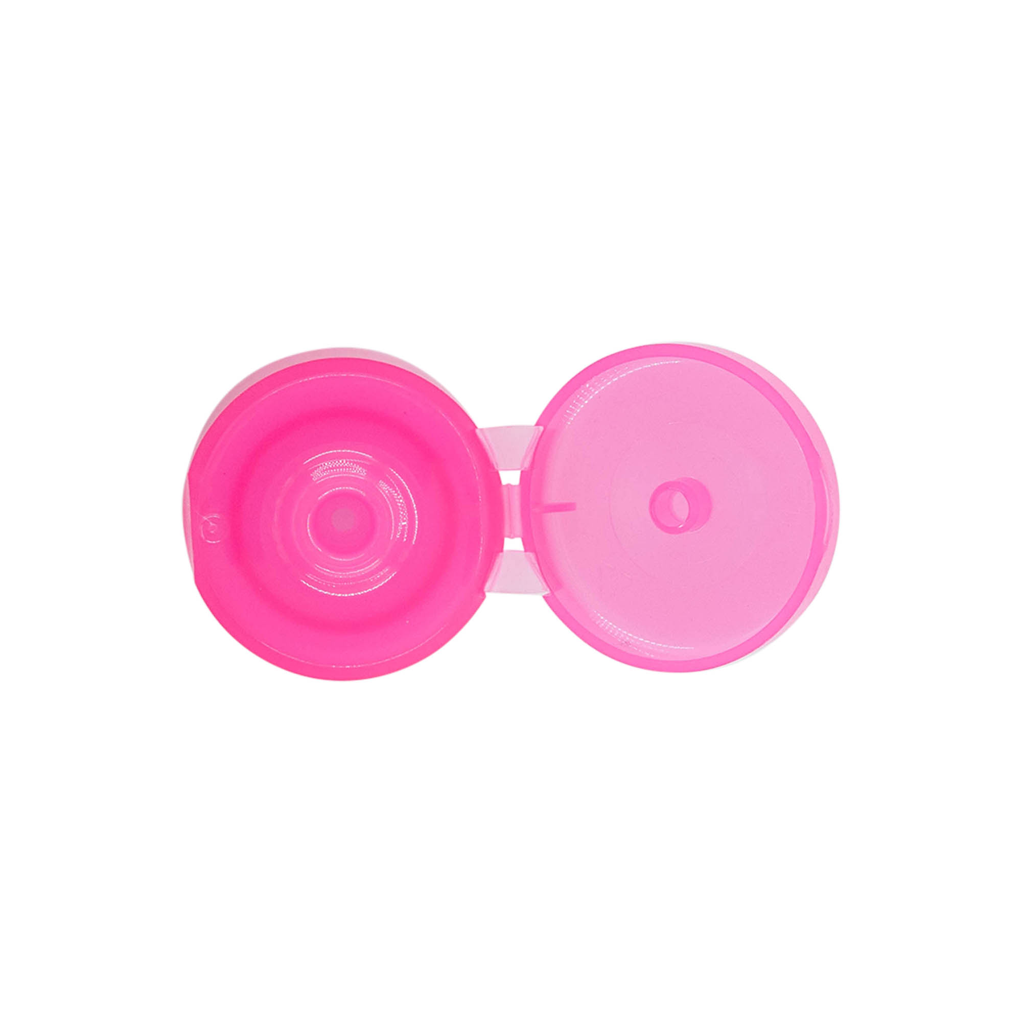 Bouchon à vis avec charnière rabattable, plastique PP, rose, pour ouverture : 24/410