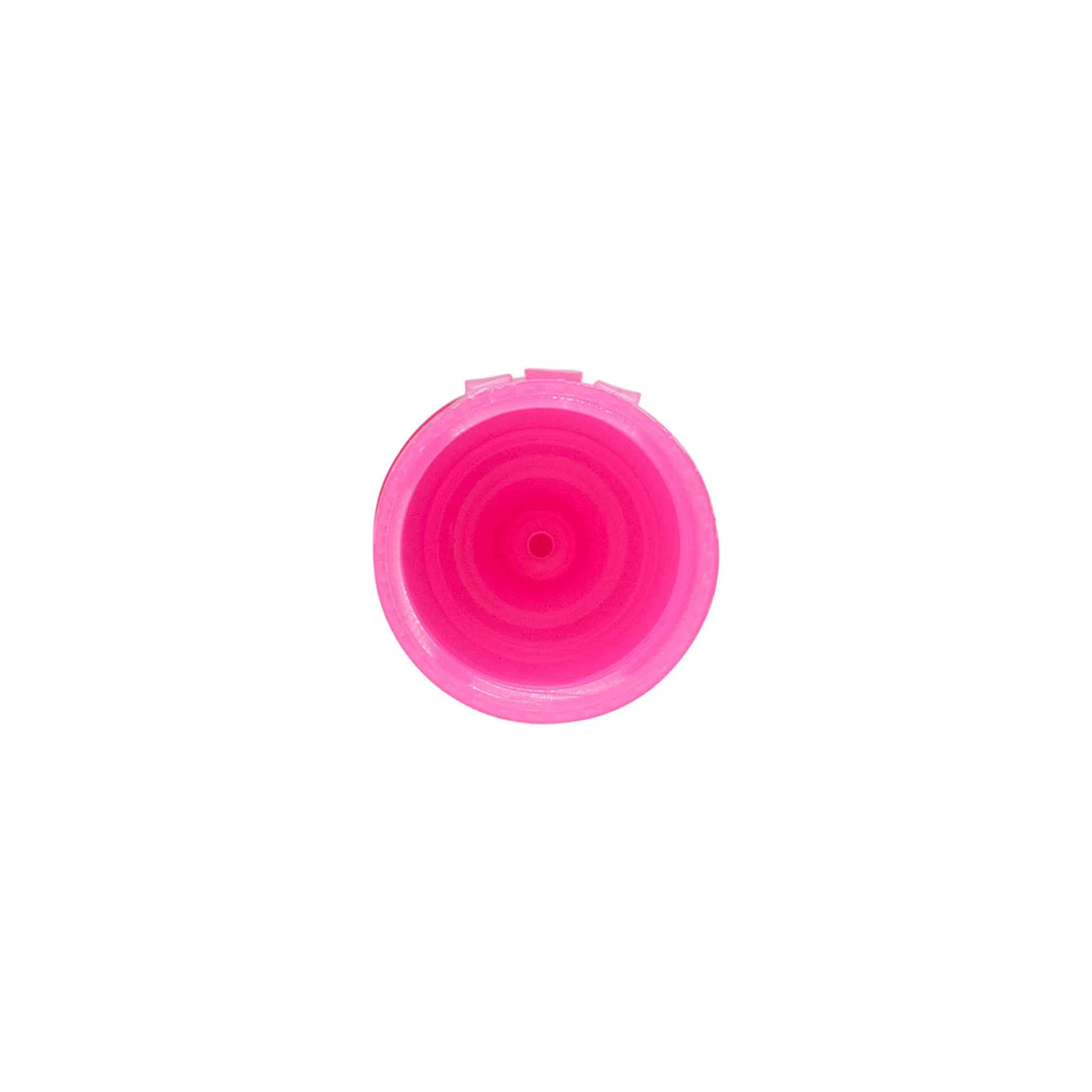 Bouchon à vis avec charnière rabattable, plastique PP, rose, pour ouverture : 24/410