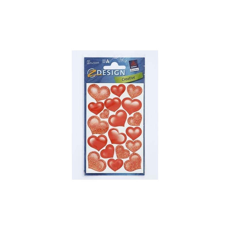 Sticker usage spécial 'Cœurs scintillants', cœur, papier, rouge