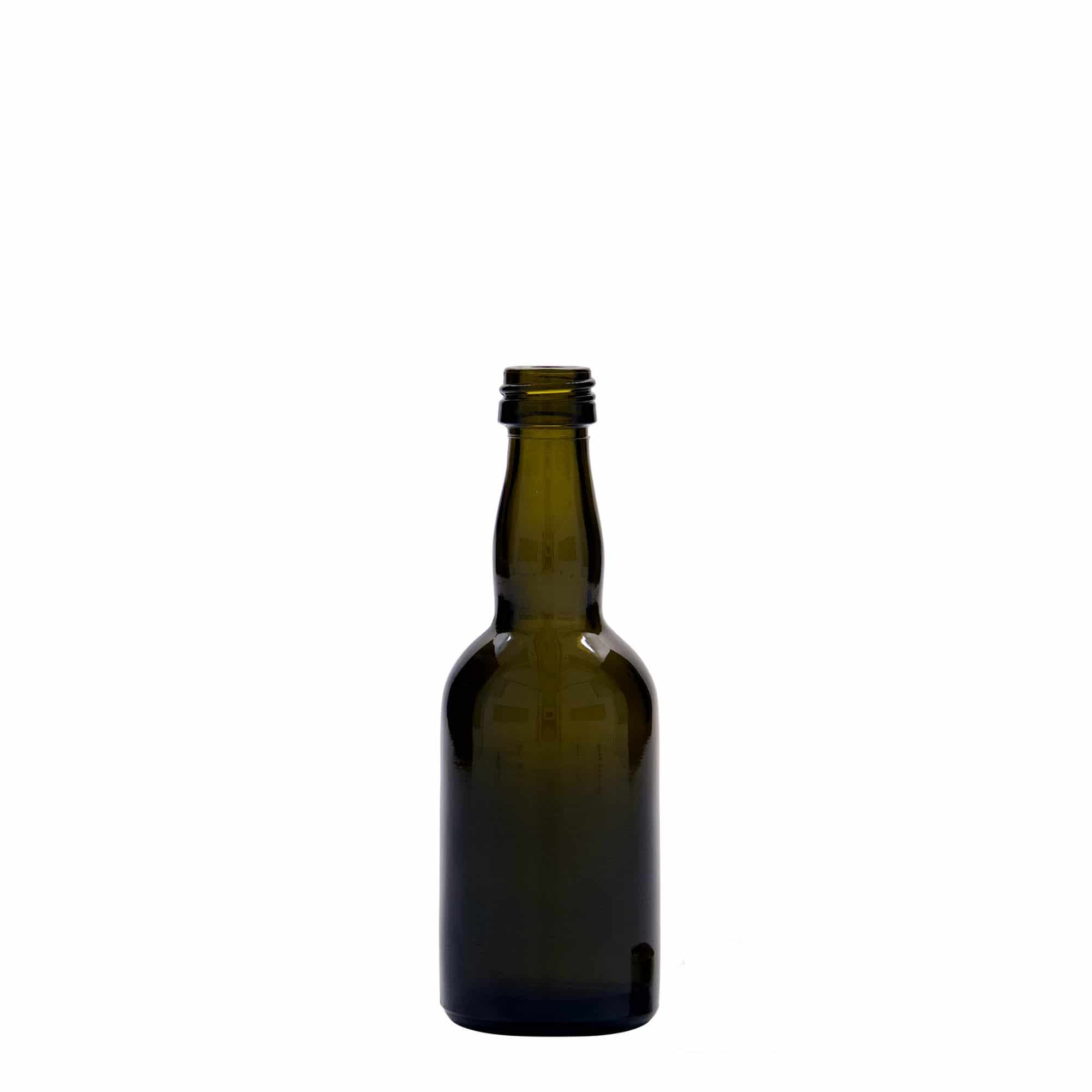 Flacon en verre 50 ml 'Proba', vert antique, ouverture : PP 18