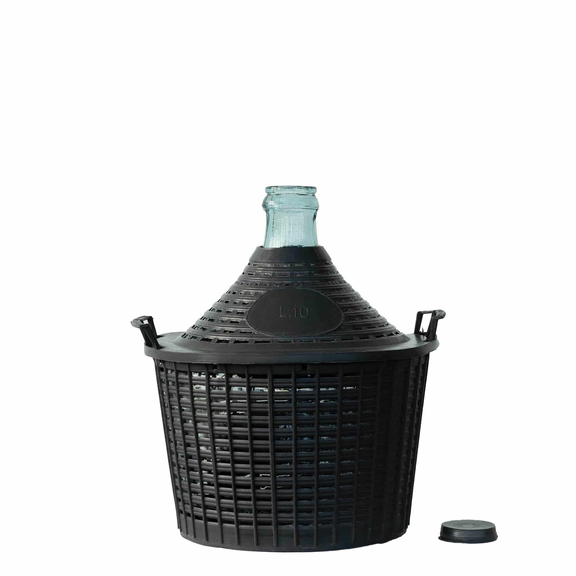 Dame-jeanne 10 l à col étroit, verre, bouchage: couvercle cloche