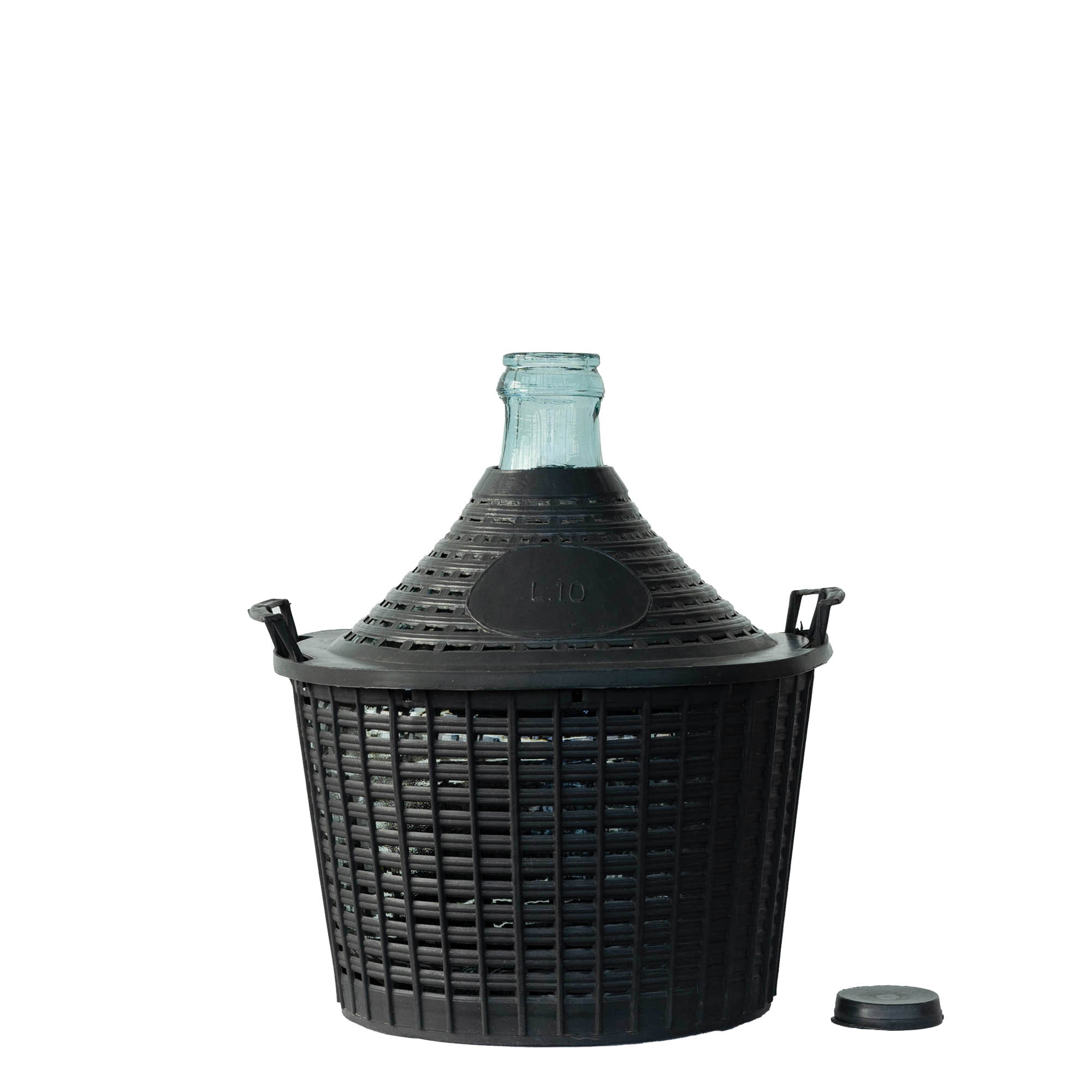 Bouteille ballon 10 l col étroit, verre, ouverture : couvercle à emboîtement