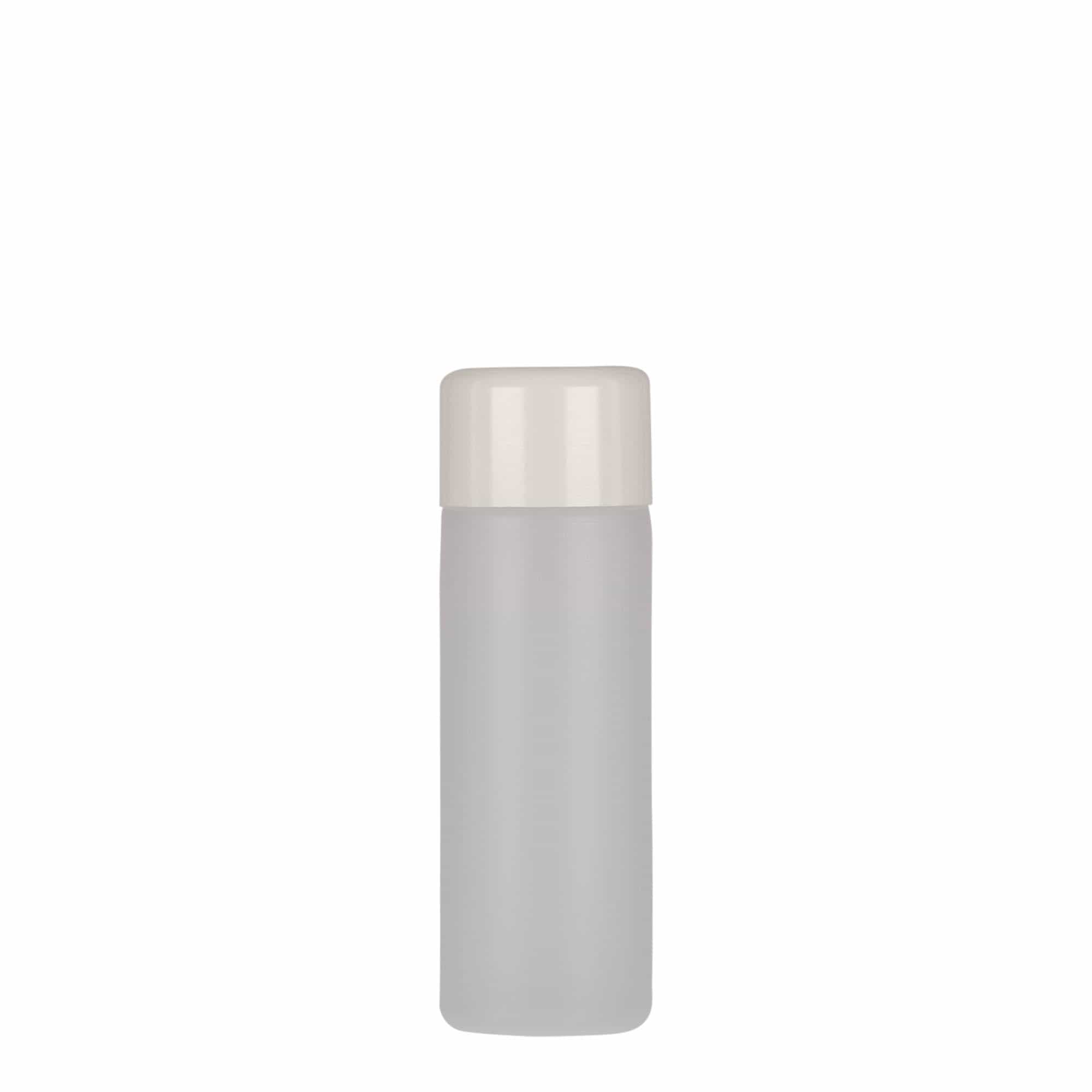 50 ml bouteille ronde, plastique PE, naturel, ouverture : bouchon à vis