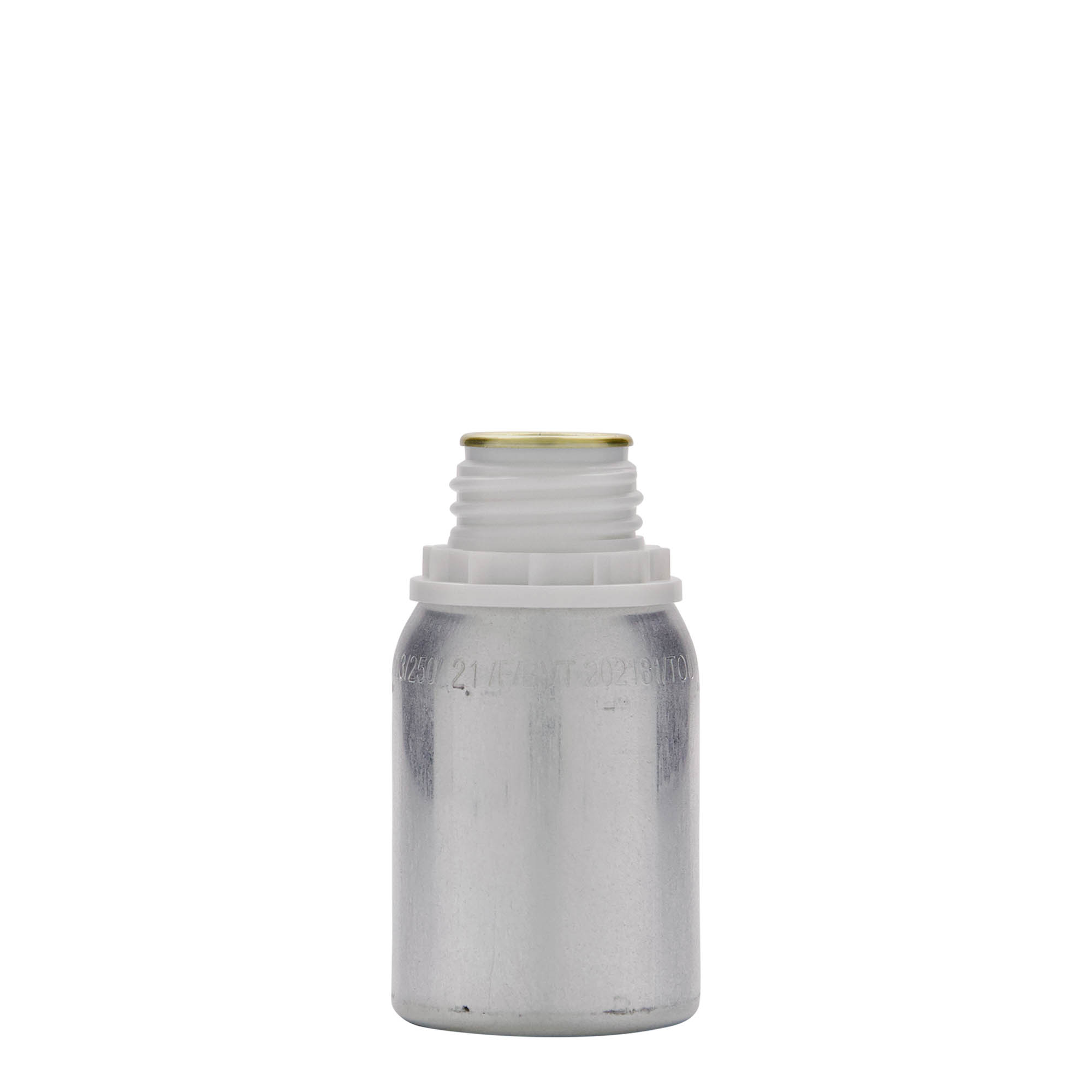 125 ml bouteille en aluminium, métal, argent, ouverture : DIN 32