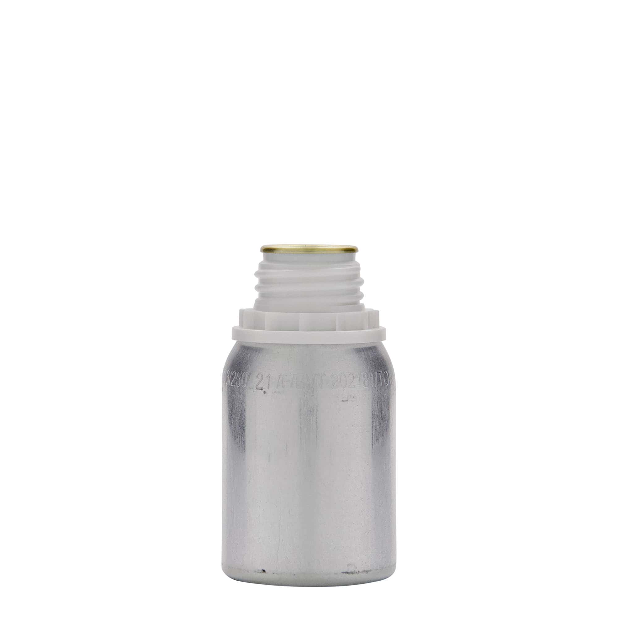 125 ml bouteille en aluminium, métal, argent, ouverture : DIN 32