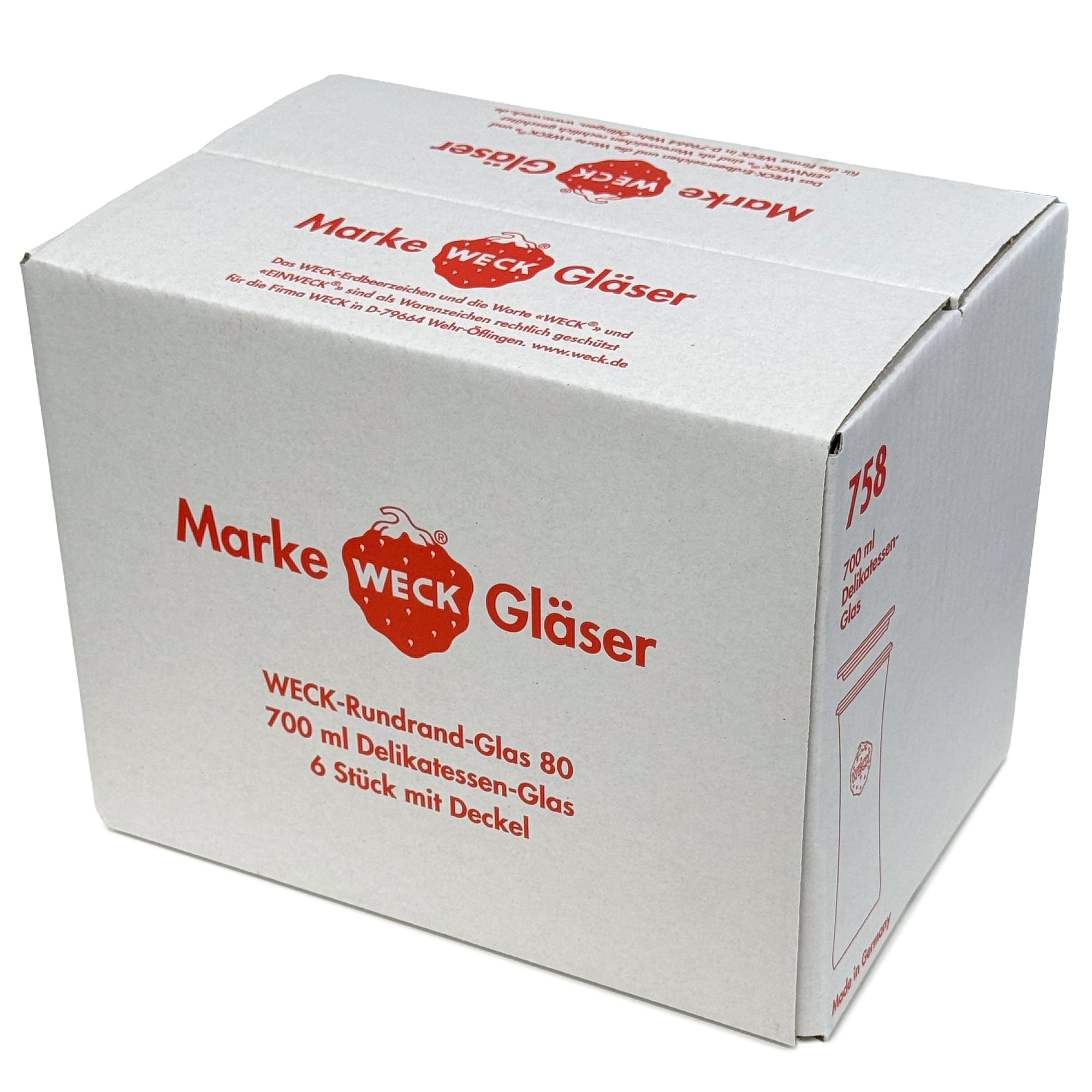 6x 730 ml bocal WECK Gourmet avec couvercle en verre RR 80