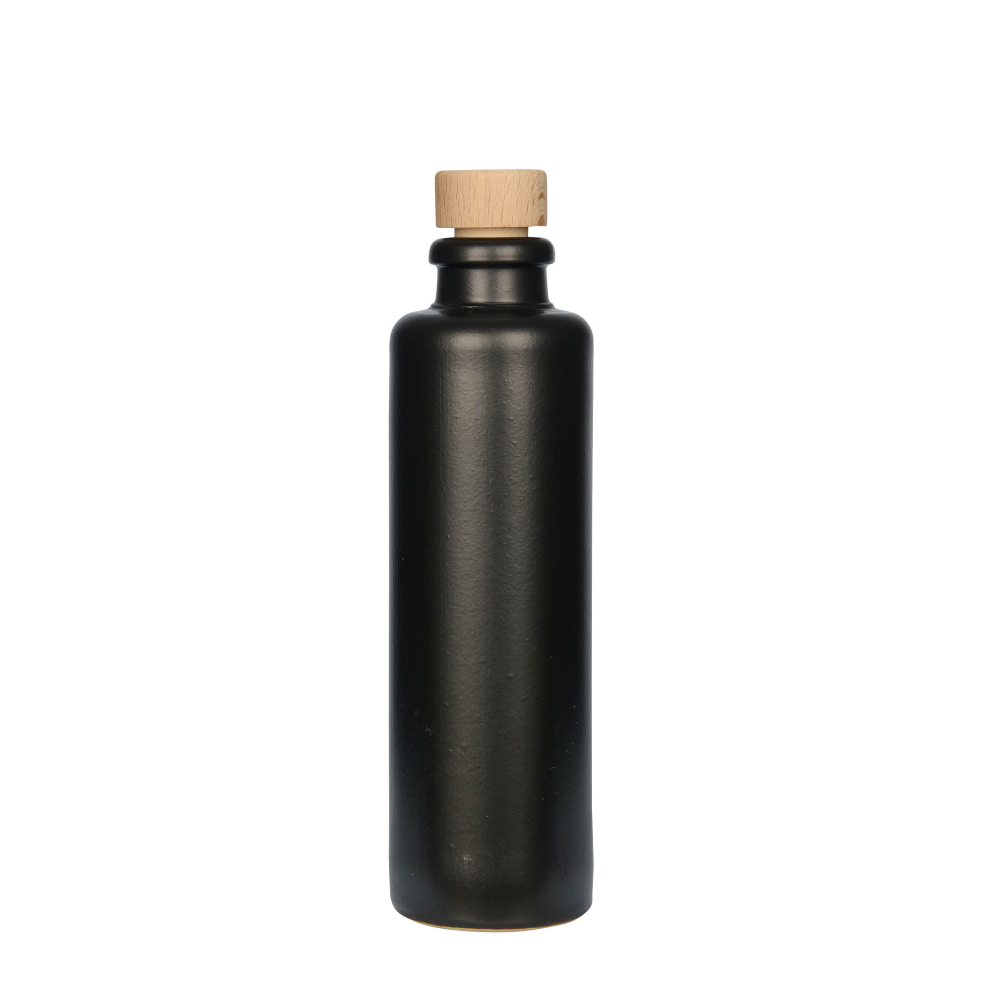 Cruche en terre cuite 200 ml, grès, noir, ouverture : liège