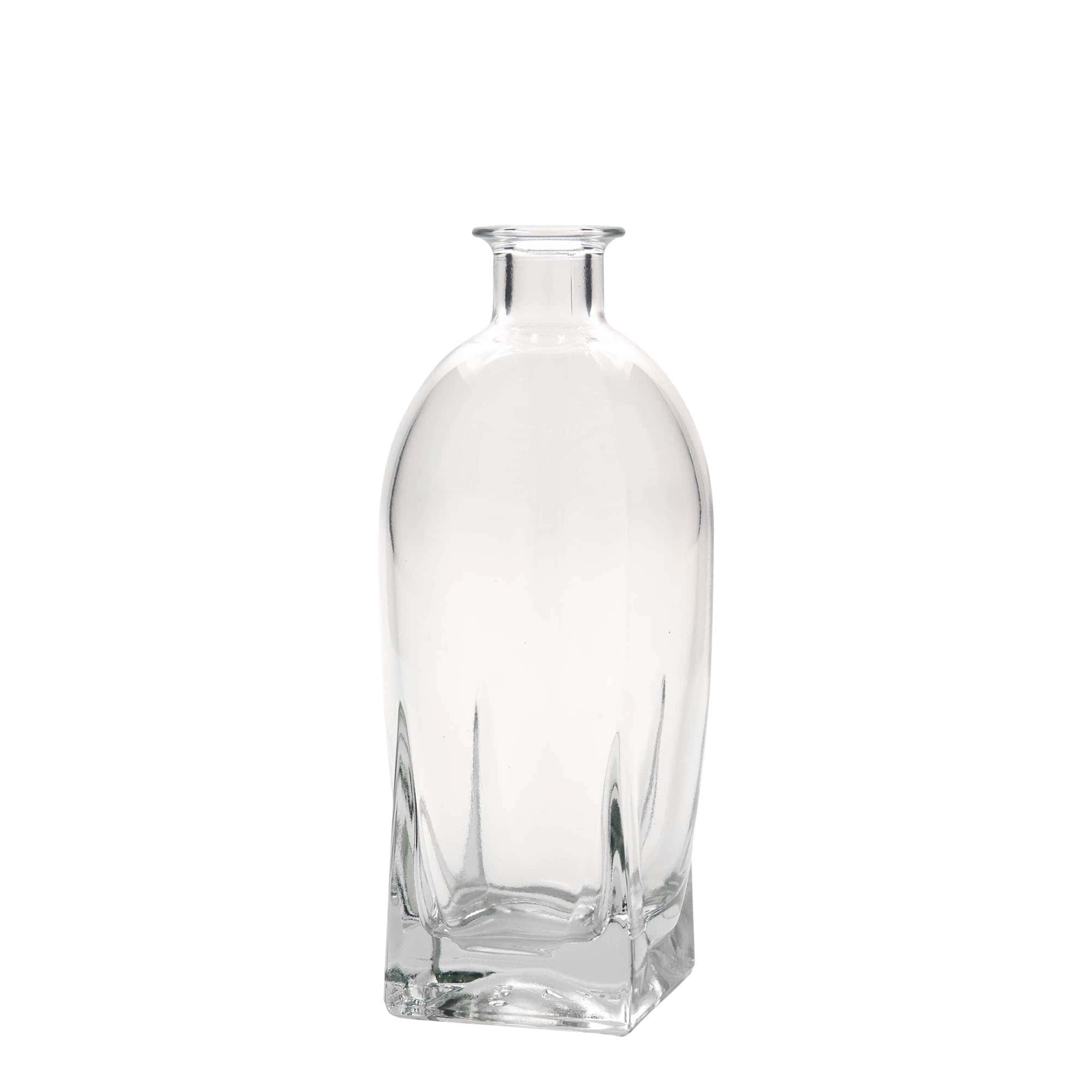 Bouteille en verre 500 ml 'Zino', carrée, ouverture : bouchon en liège