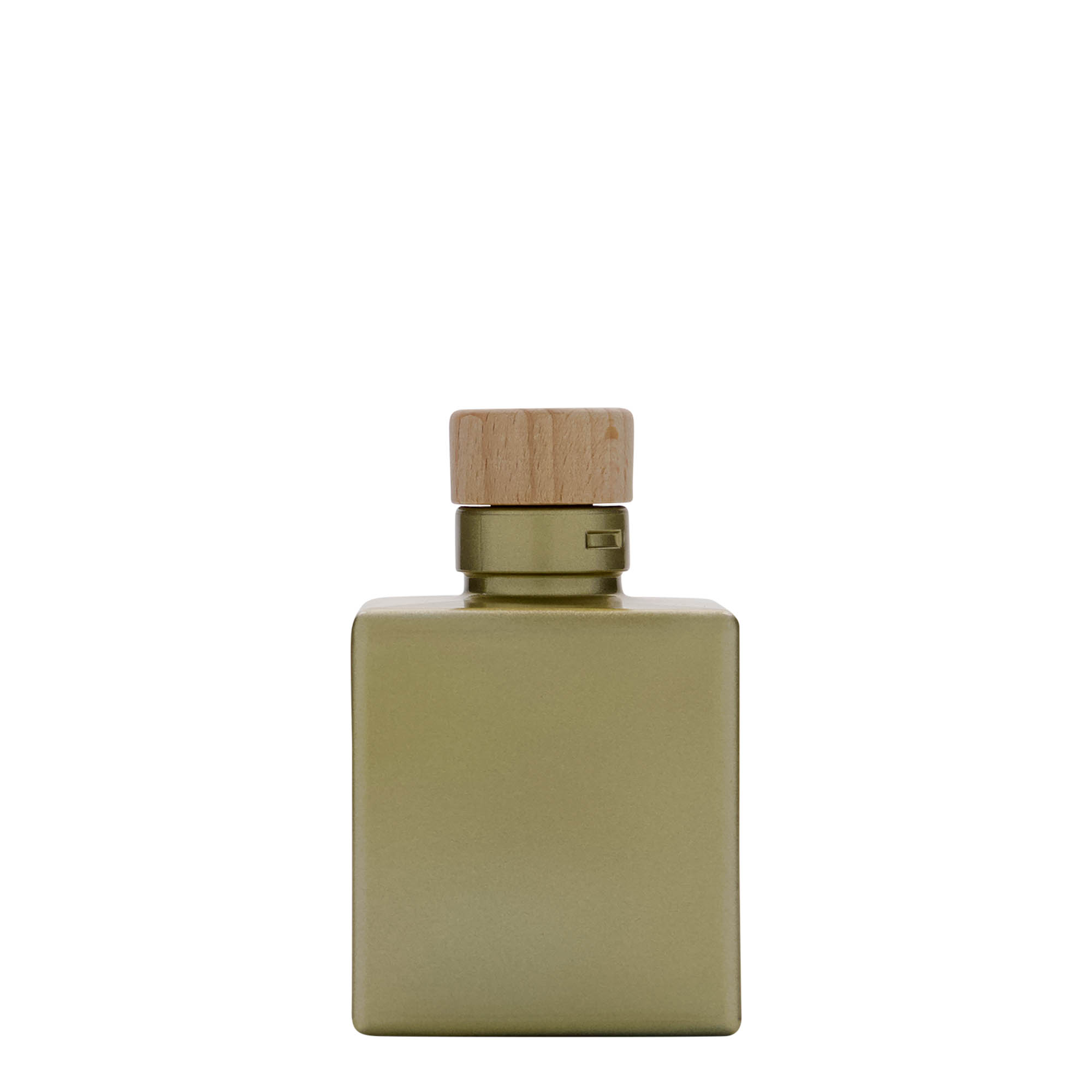 Flacon en verre 100 ml 'Cube', carré, or, ouverture : bouchon en liège Flacon en verre 100 ml 'Cube', carré, or, ouverture : bouchon en liège