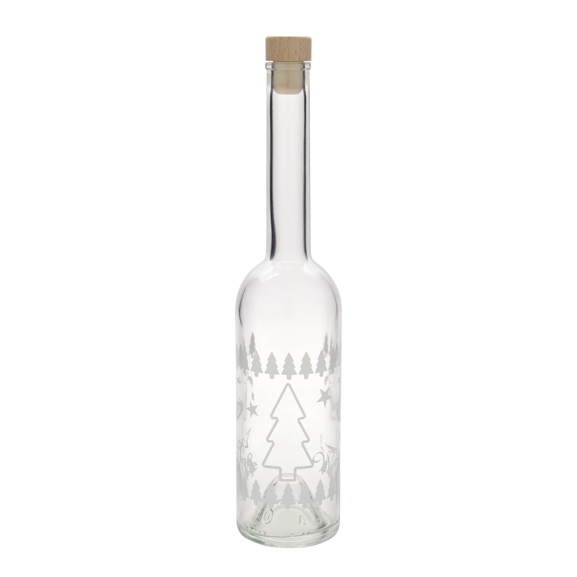 Bouteille en verre 500 ml 'Opera', motif : Noël classique, ouverture : bouchon en liège