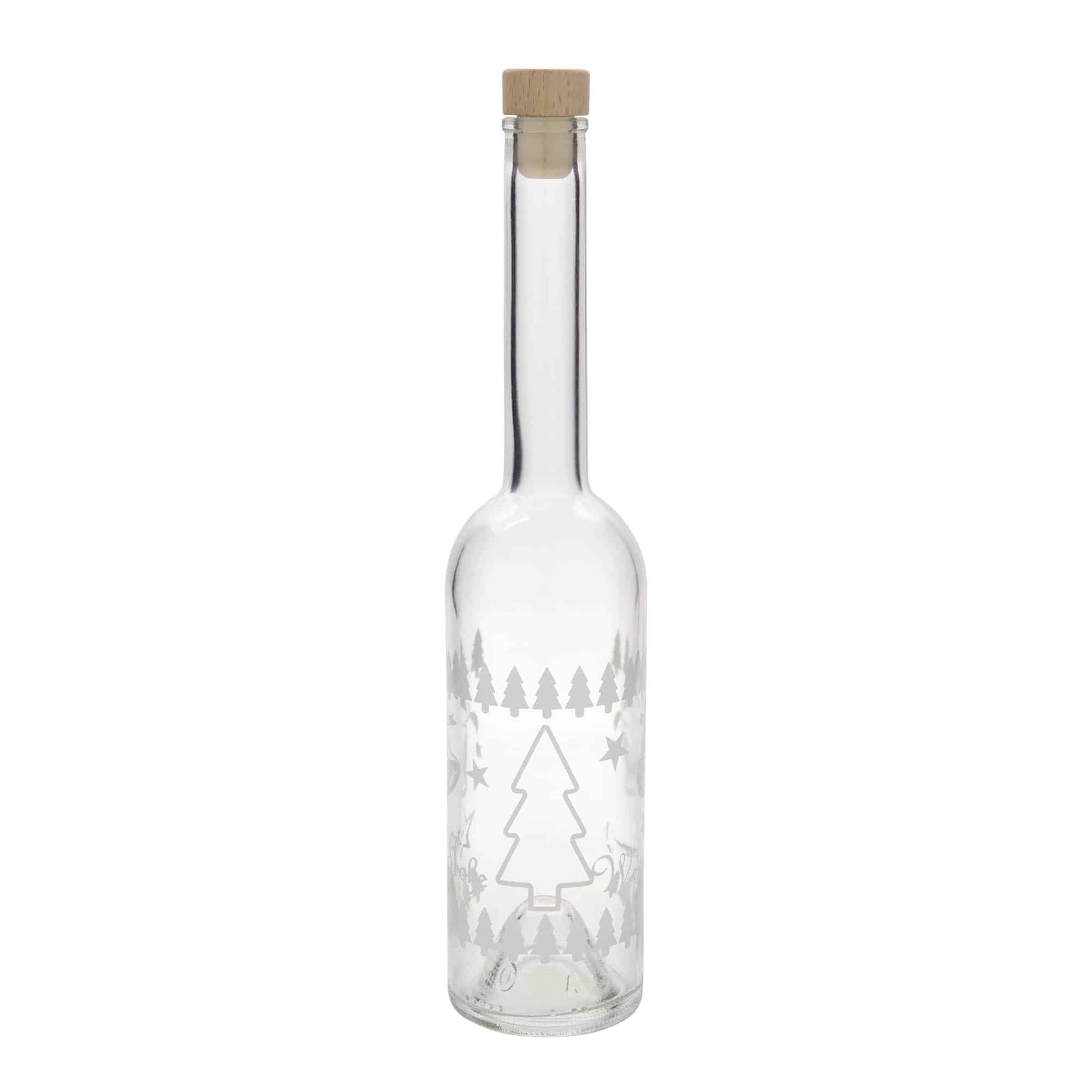 Bouteille en verre 500 ml 'Opera', motif : Noël classique, ouverture : bouchon en liège