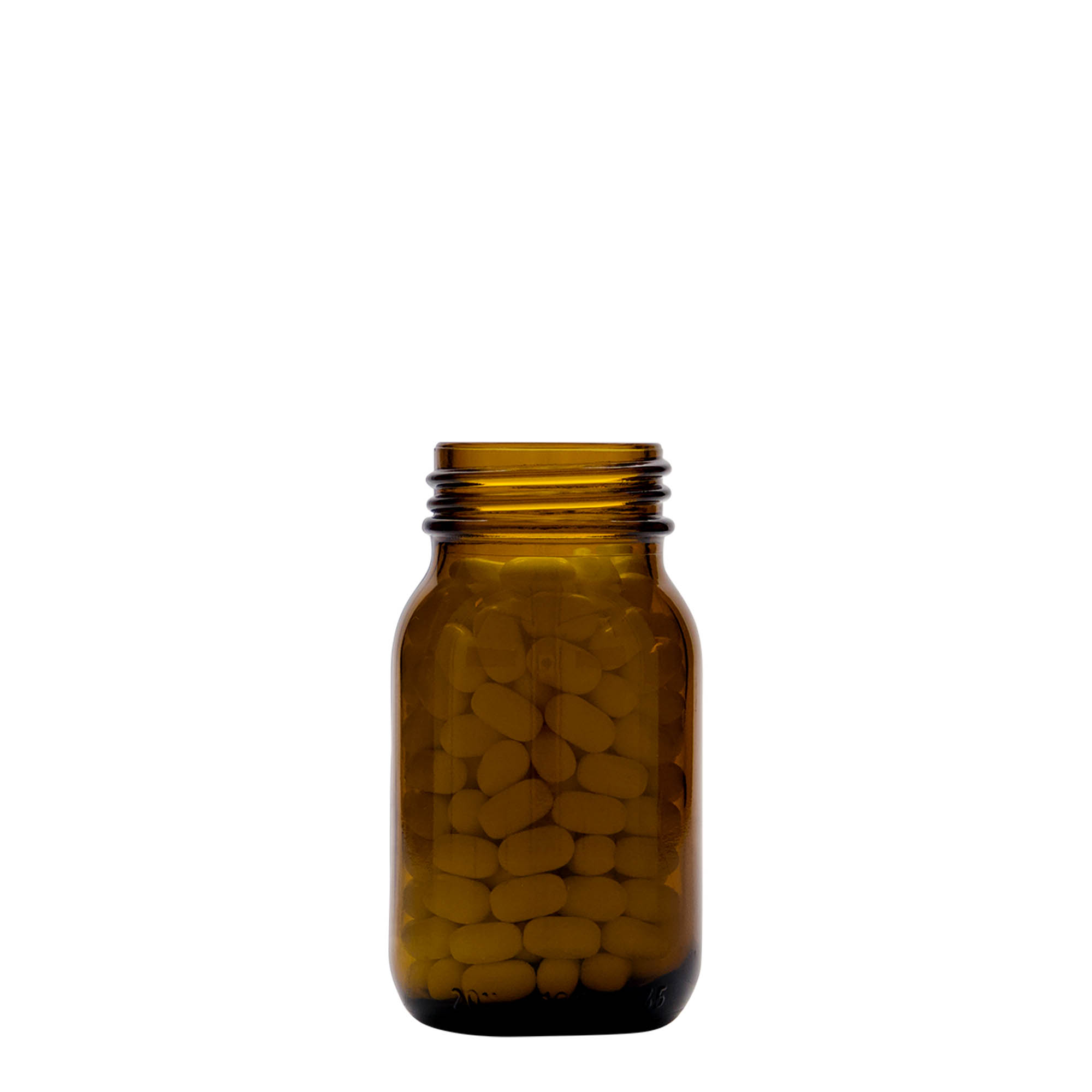 100 ml en verre à col large, brun, ouverture : DIN 40