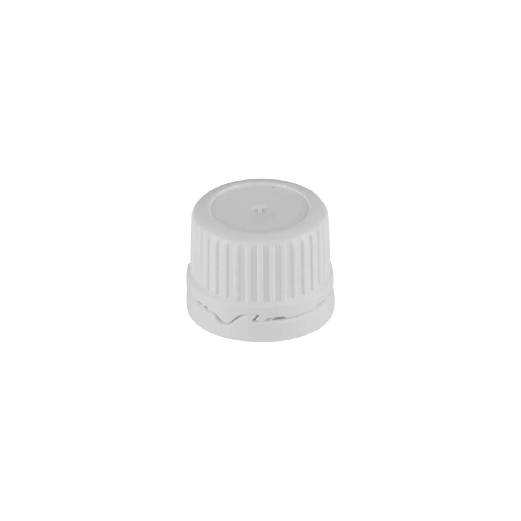 Bouchon à vis avec bague de coulée, plastique PE, blanc, pour ouverture : DIN 22