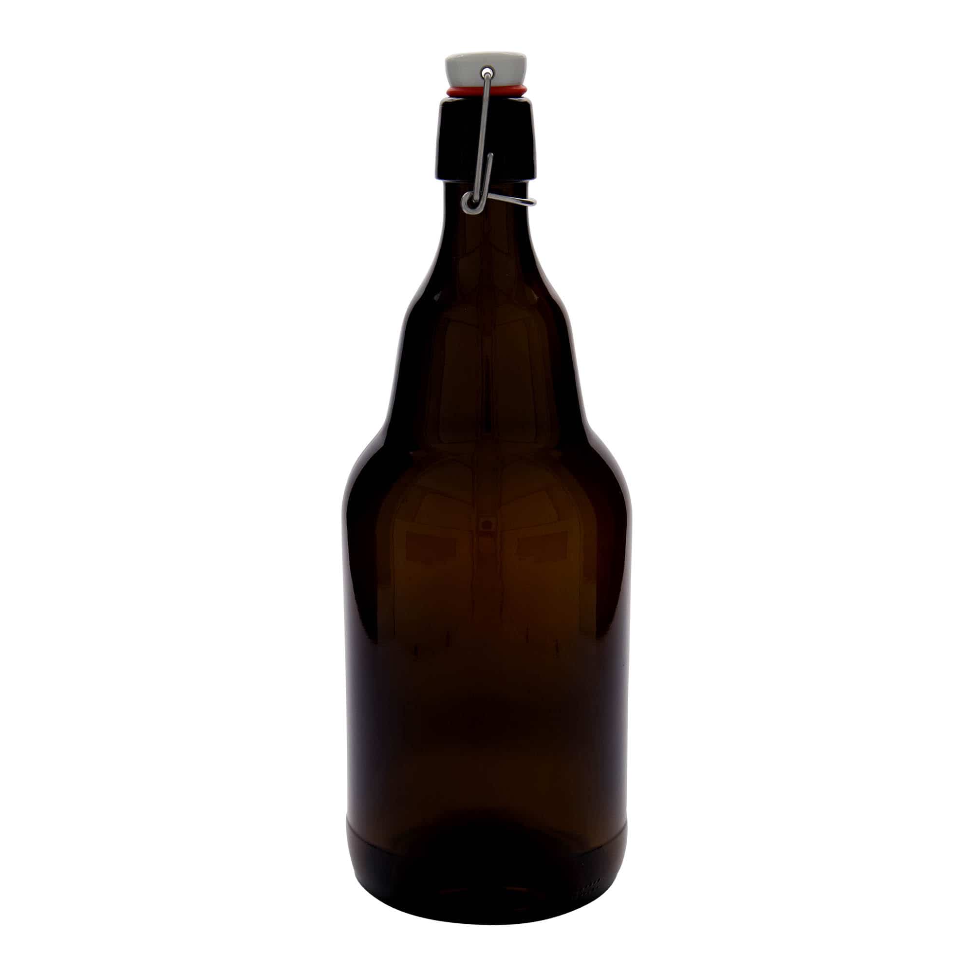 Bouteille de bière 2 000 ml, verre, brun, ouverture : fermeture à levier