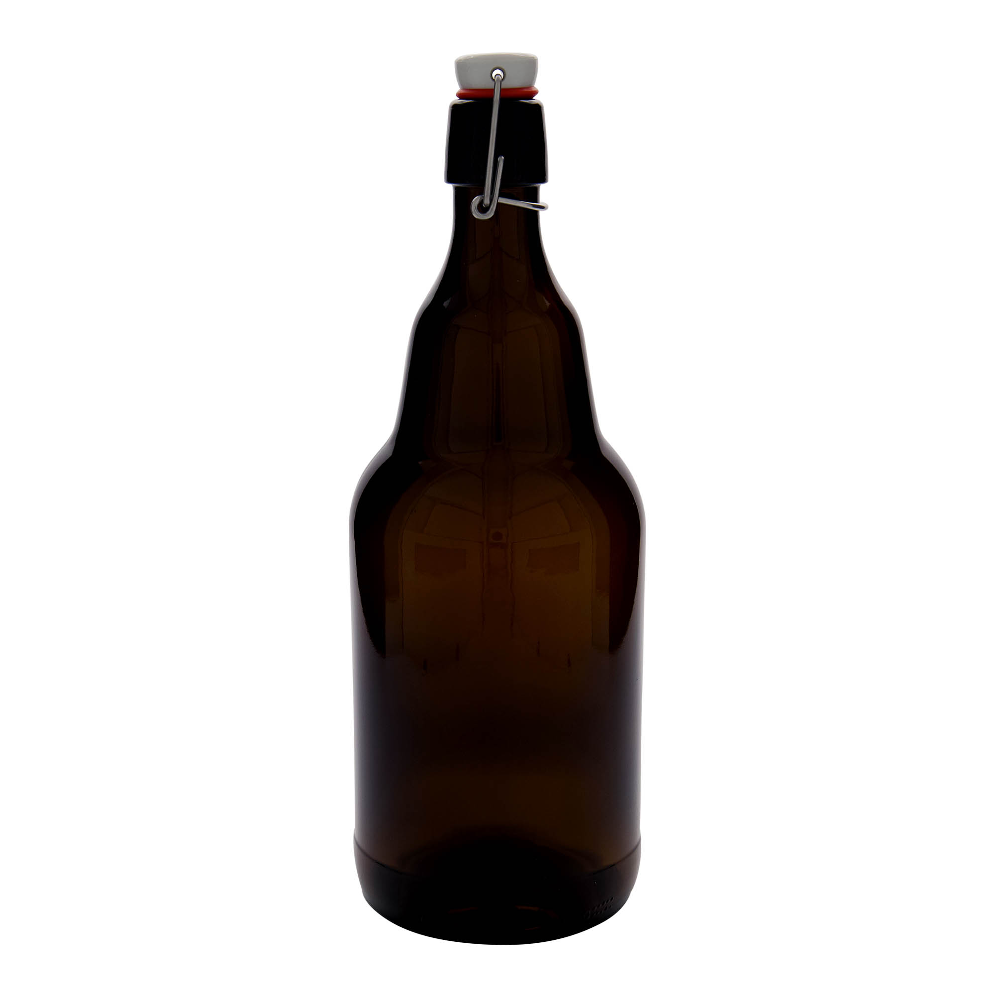 Bouteille de bière 2 000 ml, verre, brun, ouverture : fermeture à levier