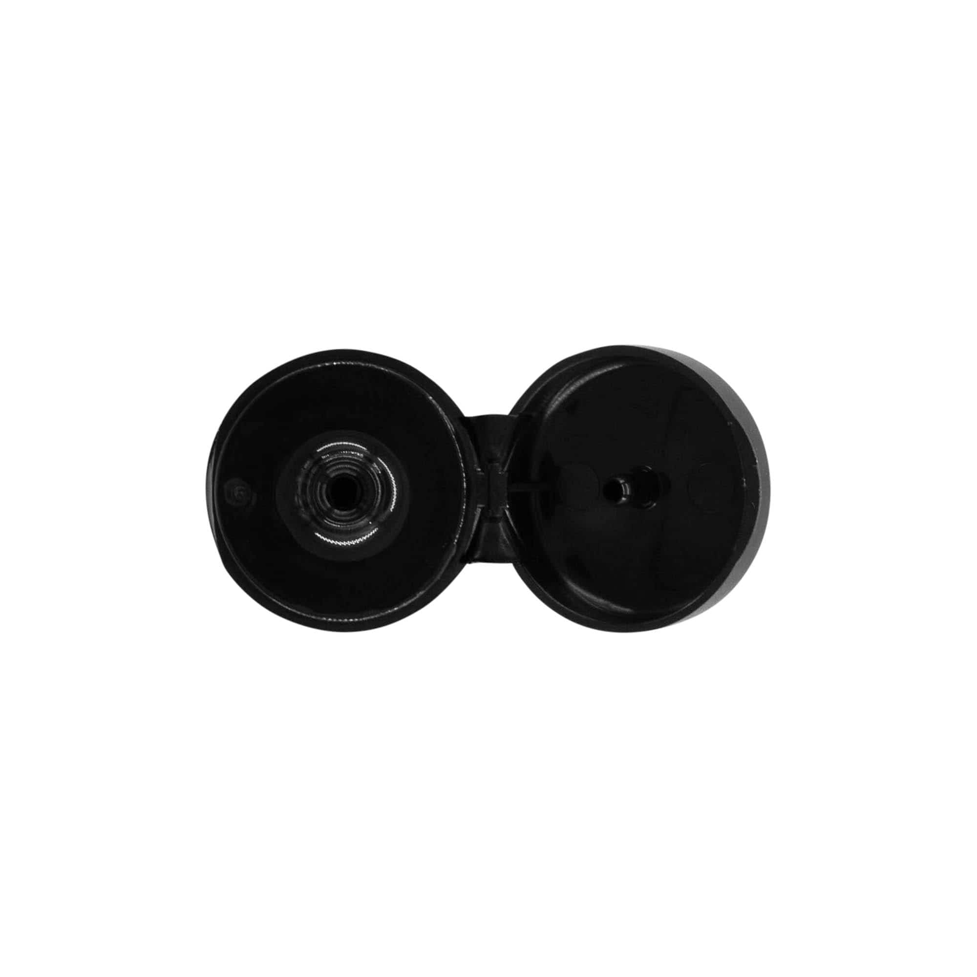 Bouchon à vis avec charnière rabattable, plastique PP, noir, pour ouverture : 20/410