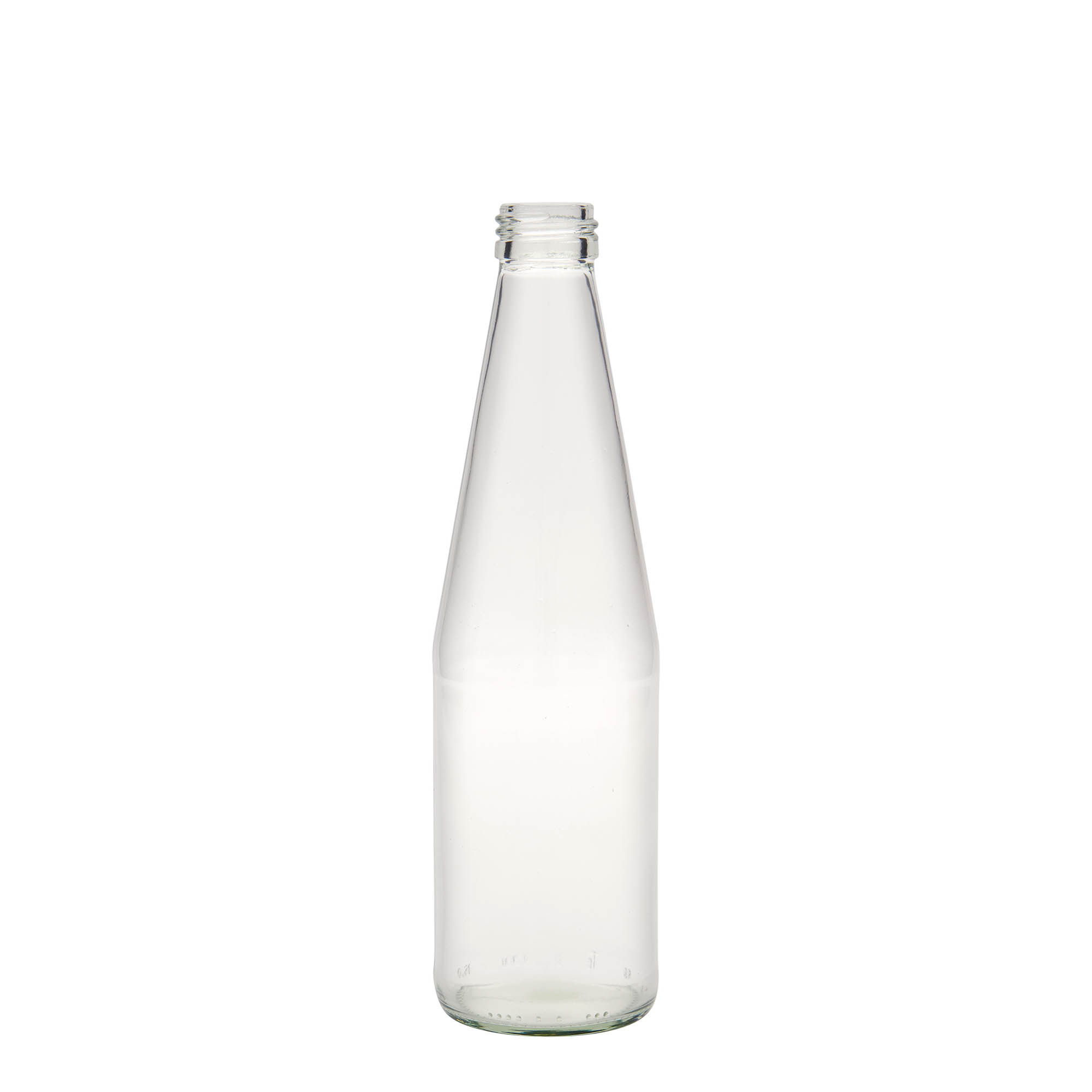 330 ml Bouteille universelle forme carotte, verre, ouverture : PP 28