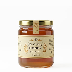 pot de miel Exemple de produit : pot de miel rempli avec étiquette design
