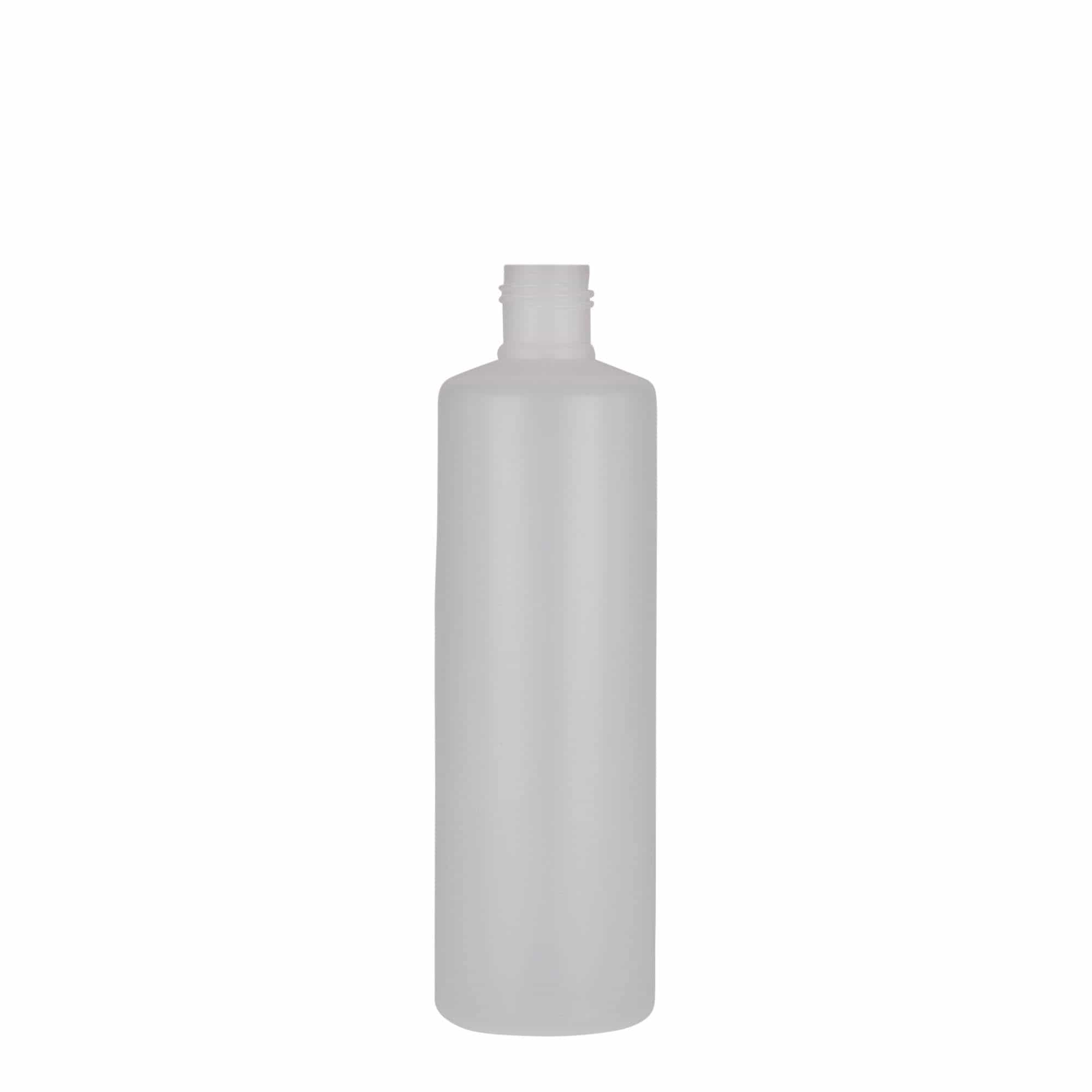 Bouteille ronde 250 ml, plastique PE, nature, bouchage: Bougage à vis Bouteille ronde 250 ml, plastique PE, nature, bouchage: Bougage à vis